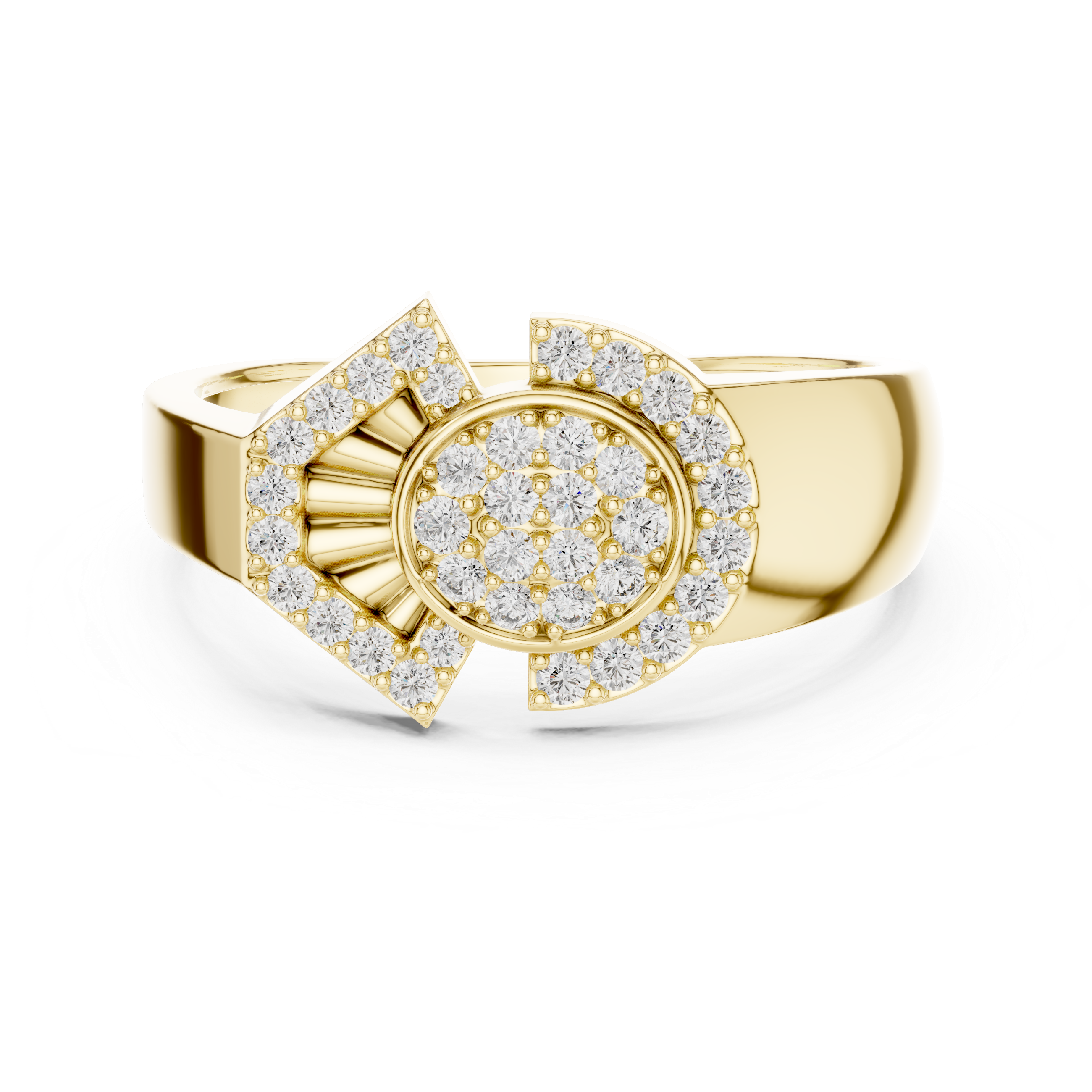 Art Deco Circle & Chevron Diamond Statement Ring