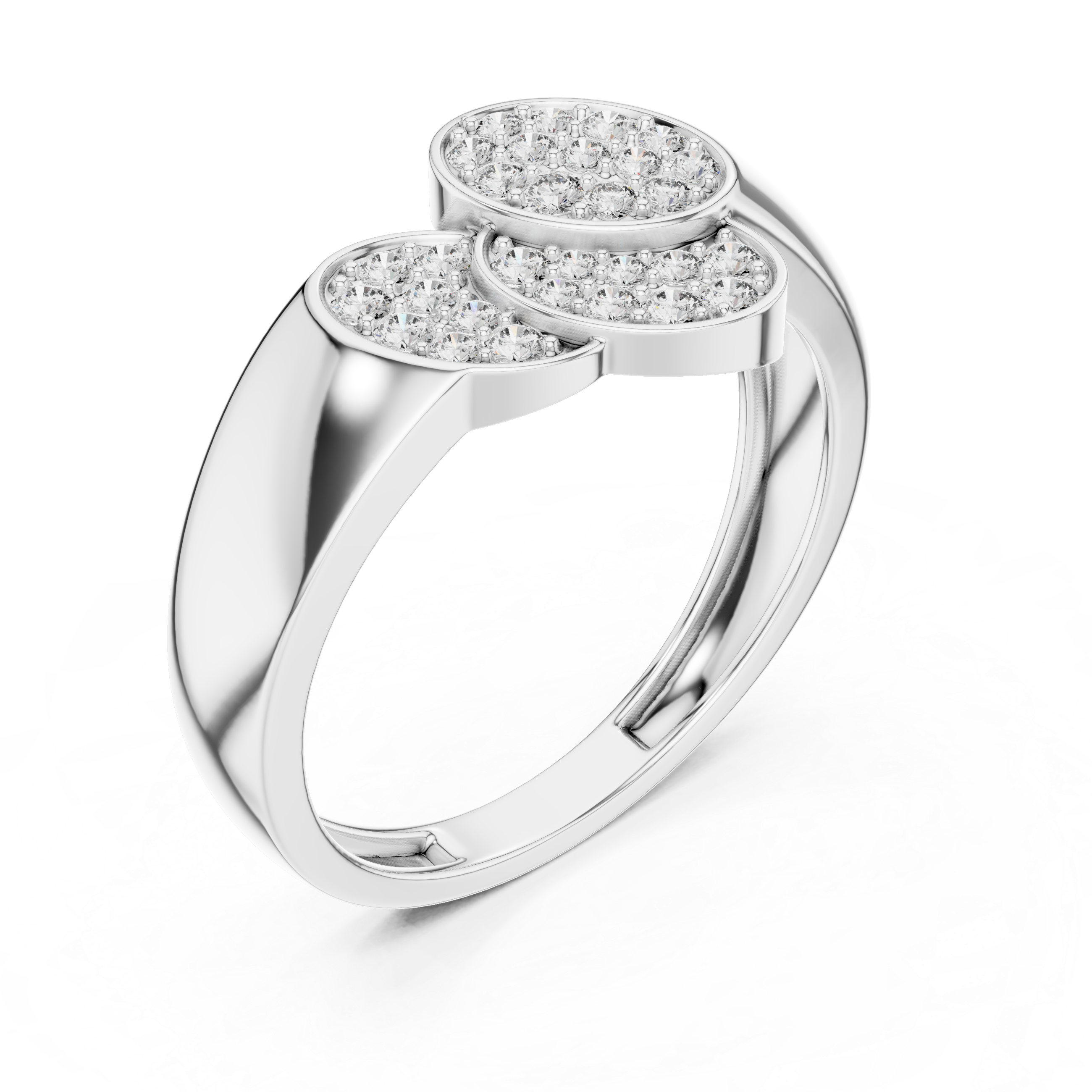 Triple Oval Diamond Cluster Statement Ring