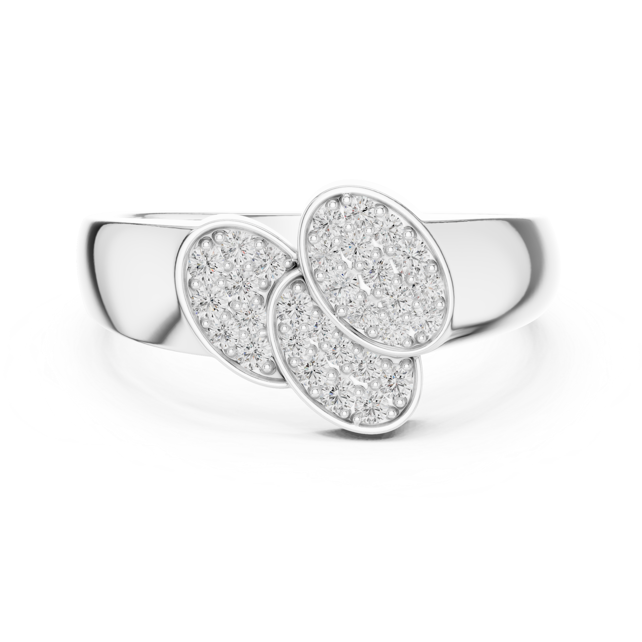 Triple Oval Diamond Cluster Statement Ring