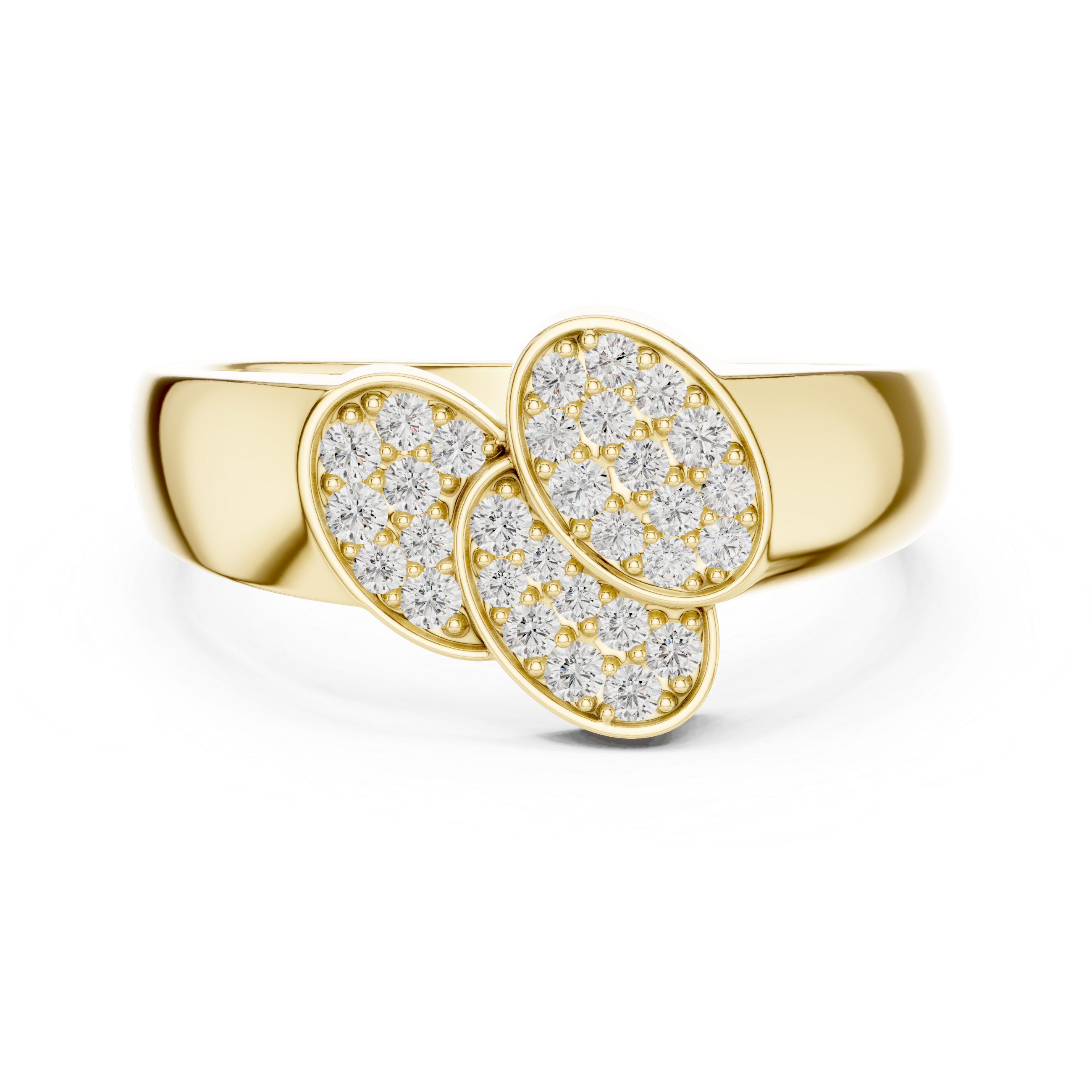 Triple Oval Diamond Cluster Statement Ring