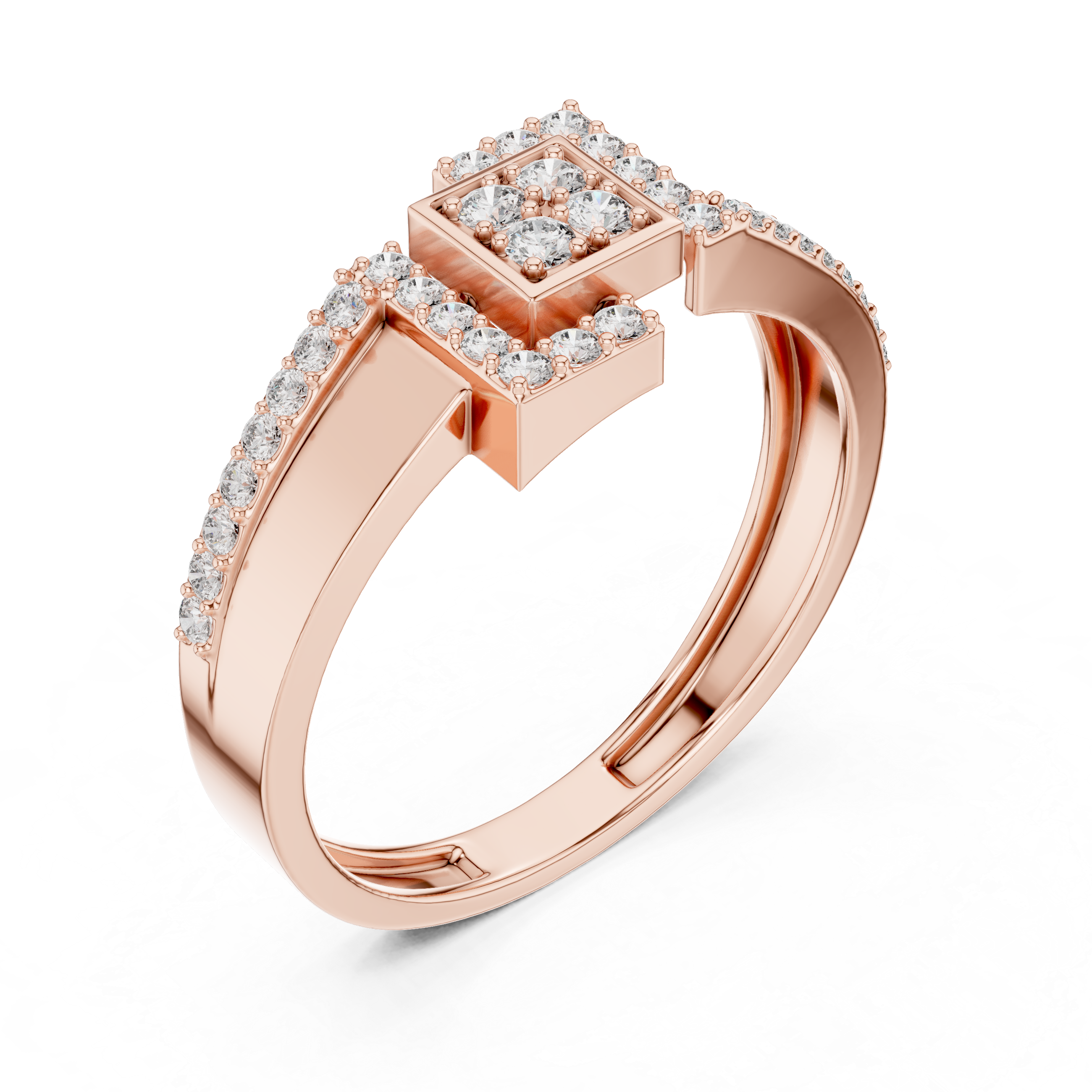 Geometric Square Halo Diamond Ring