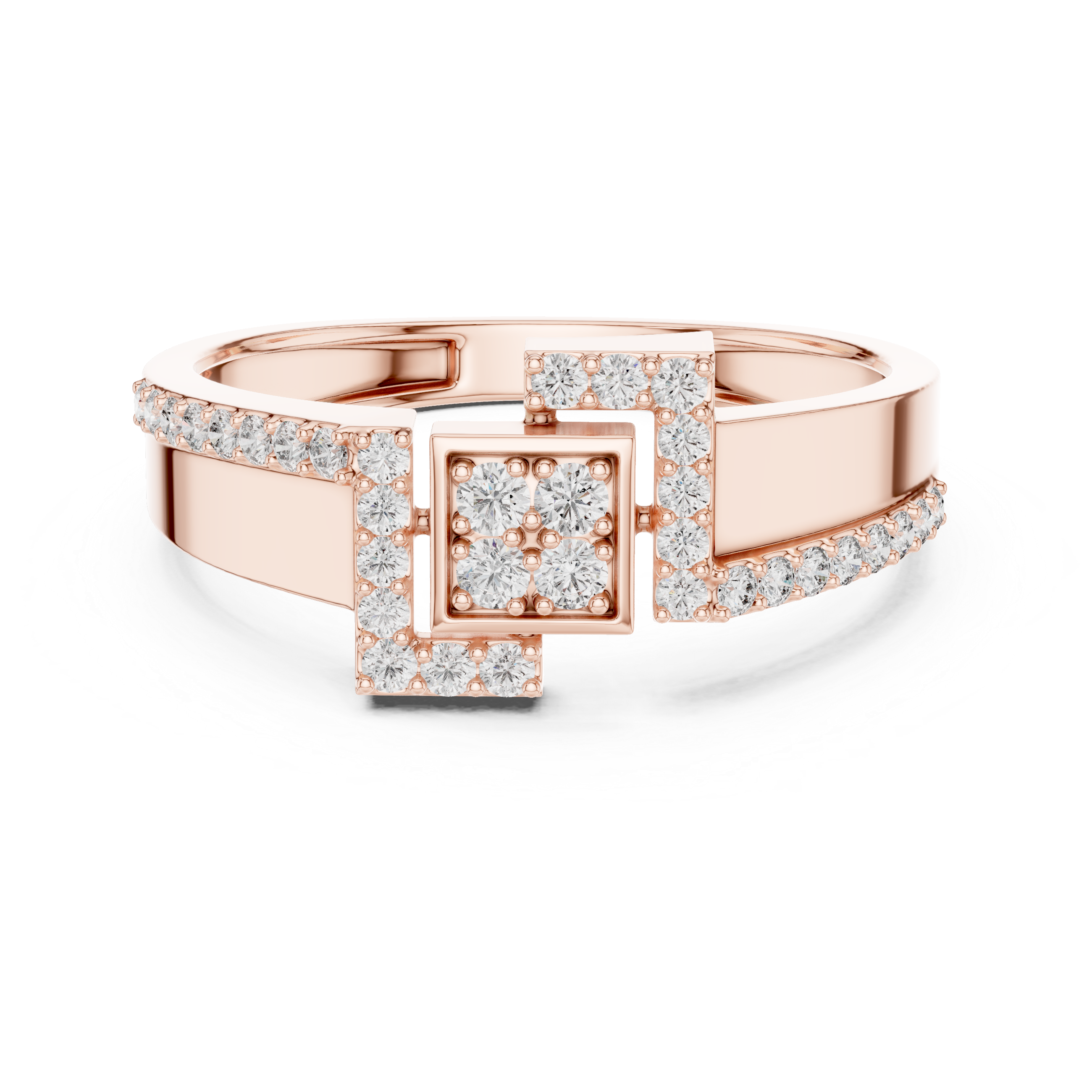 Geometric Square Halo Diamond Ring