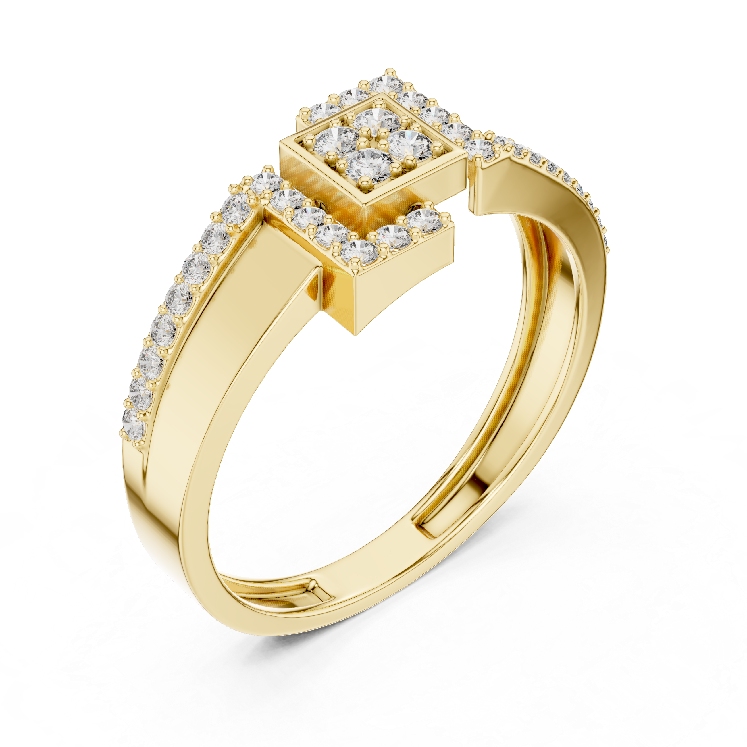 Geometric Square Halo Diamond Ring