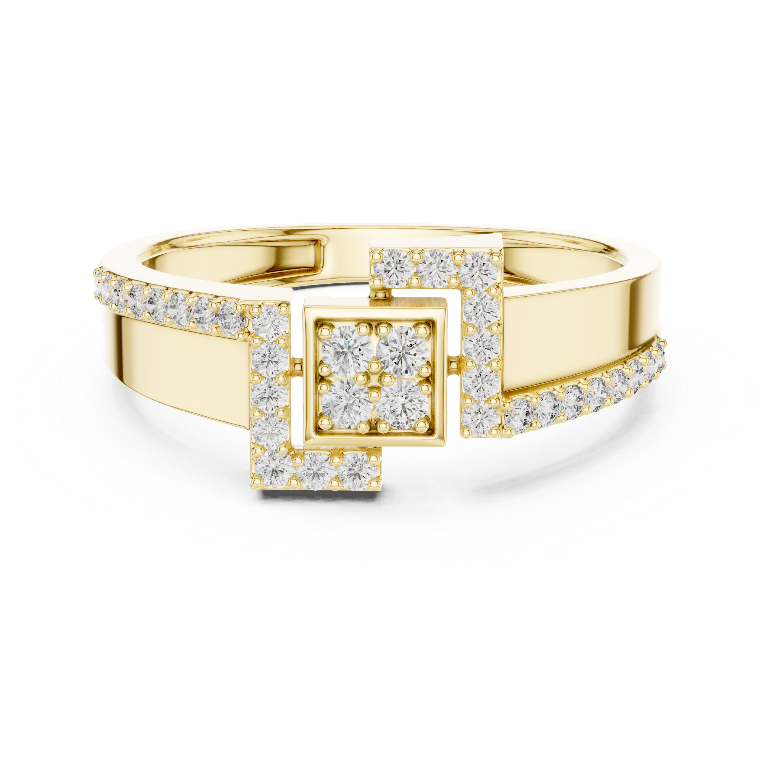 Geometric Square Halo Diamond Ring