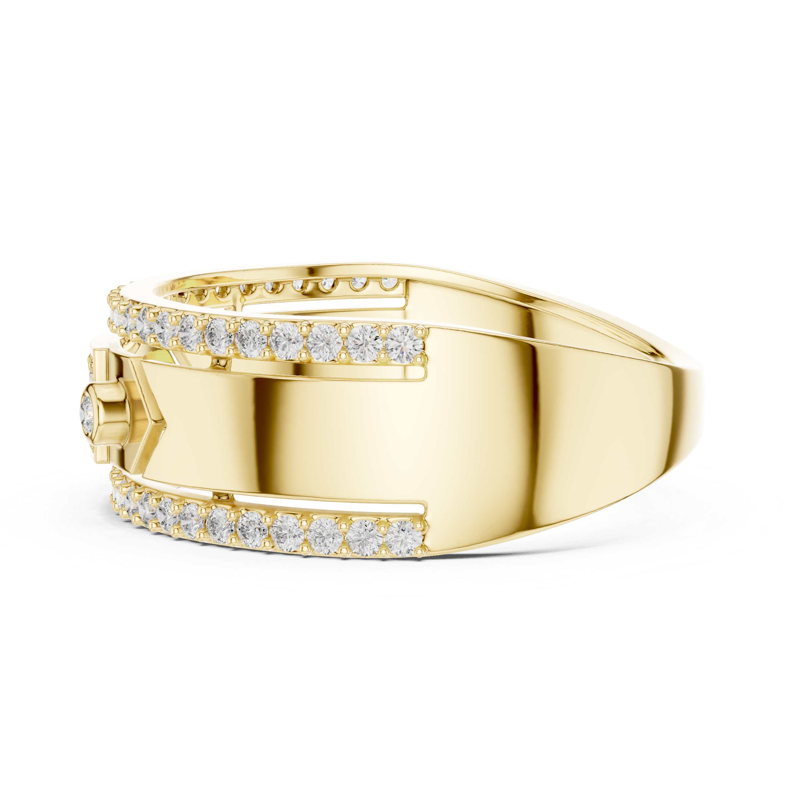 Modern Double-Line Pavé Diamond Band Ring