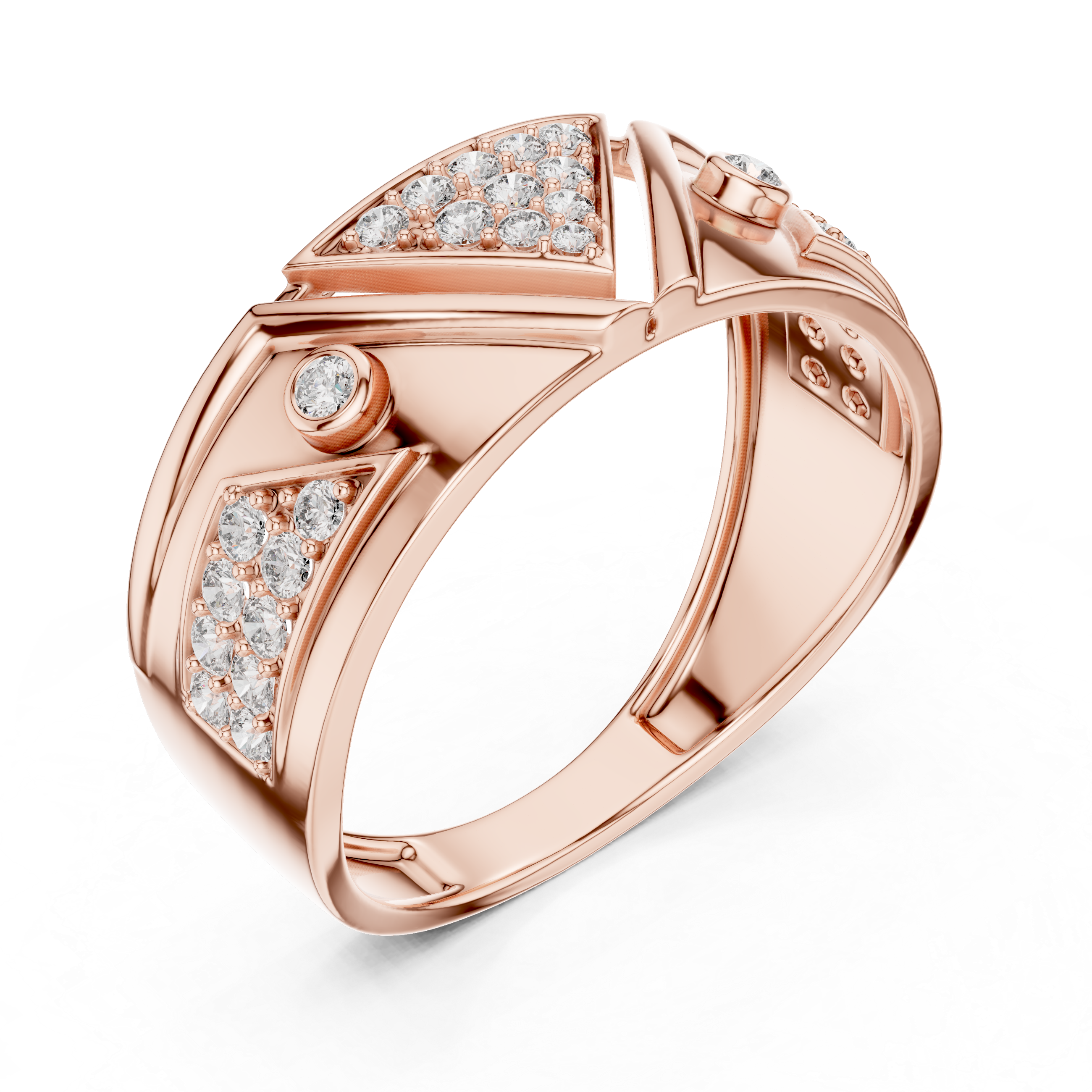 Modern Triangle Pavé Diamond Band Ring