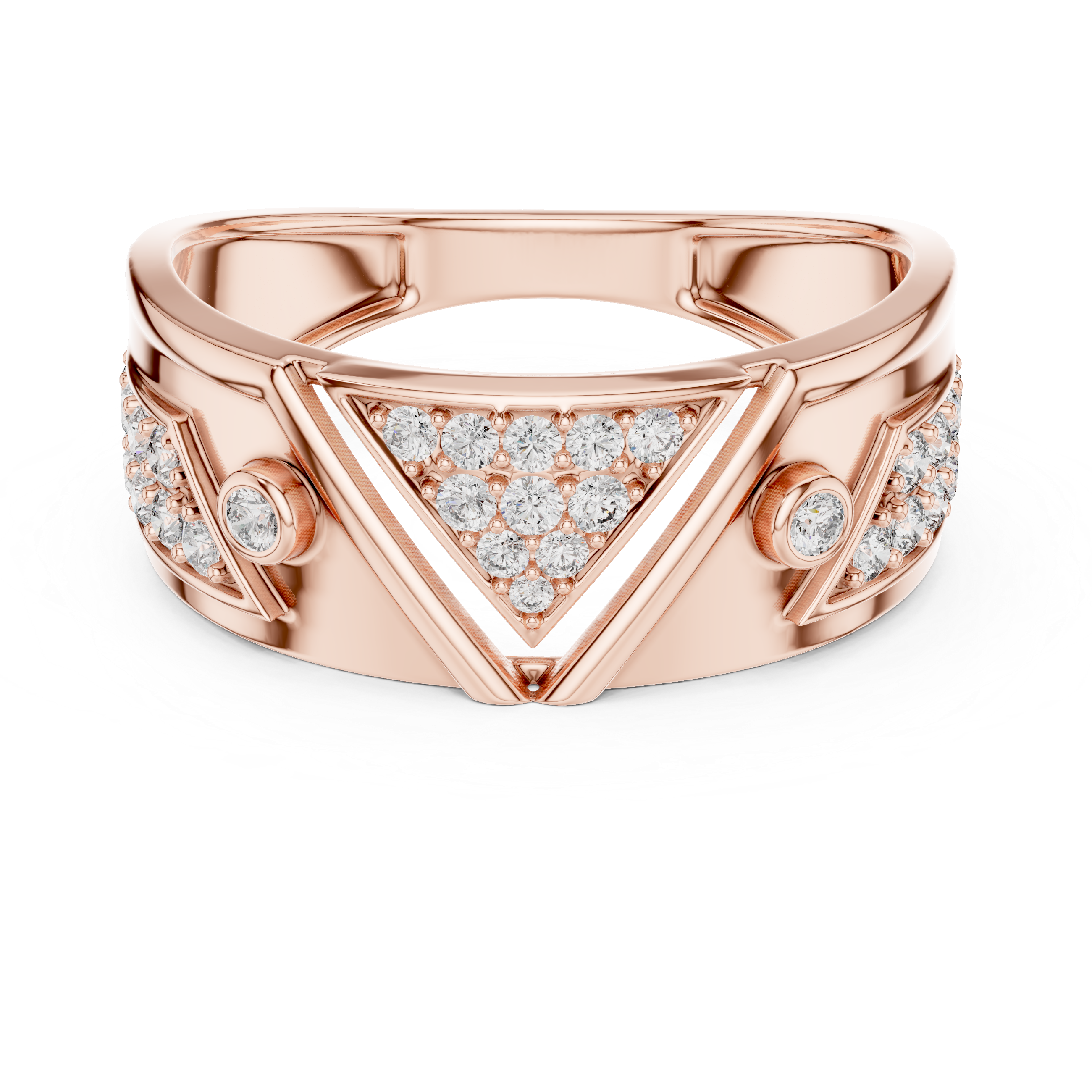 Modern Triangle Pavé Diamond Band Ring
