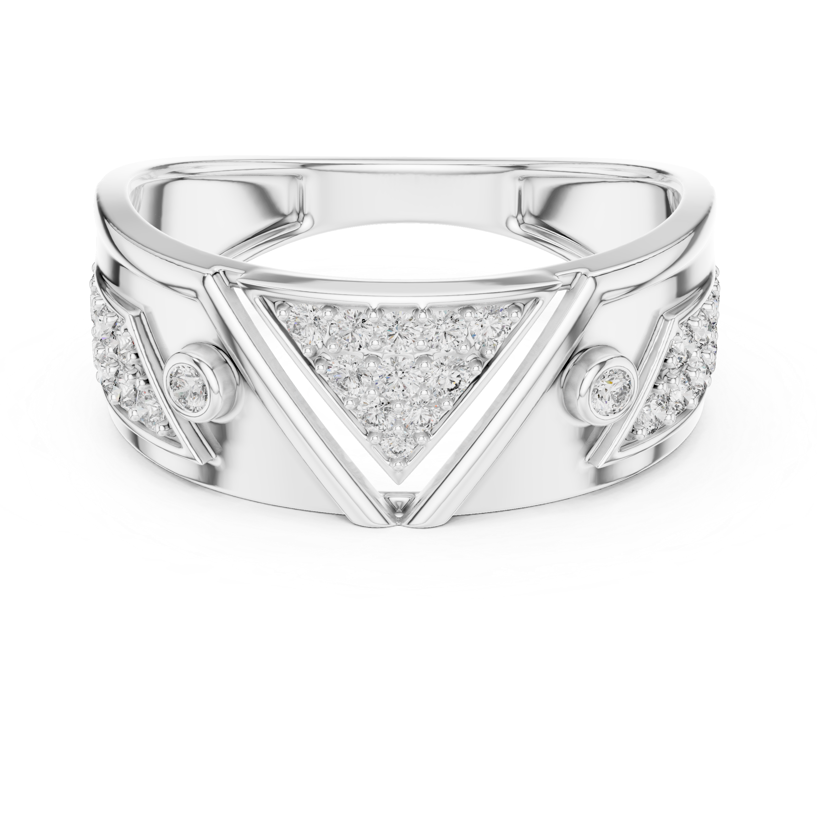 Modern Triangle Pavé Diamond Band Ring