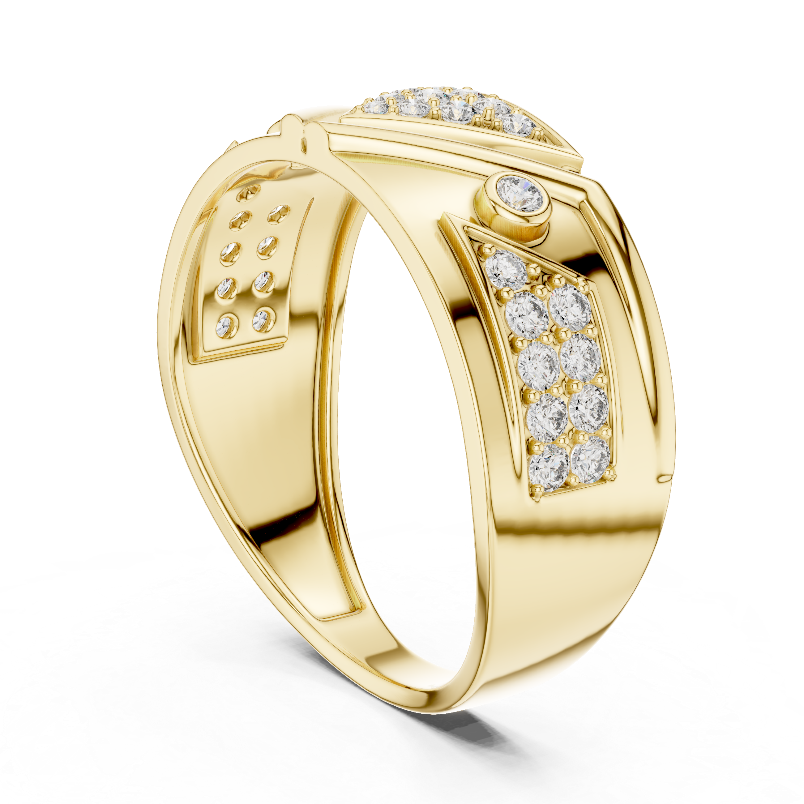 Modern Triangle Pavé Diamond Band Ring