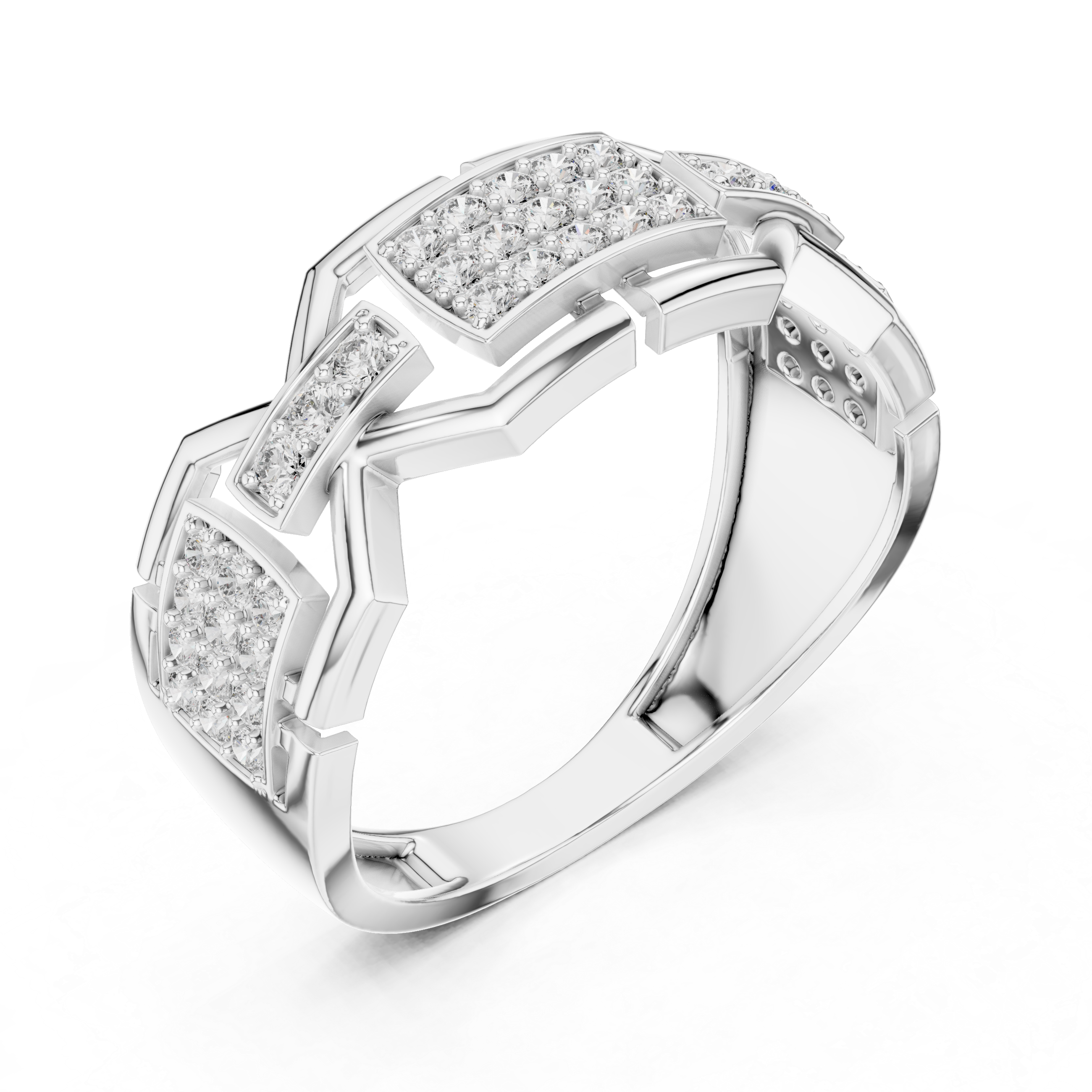 Geometric Pavé Diamond Signet Ring