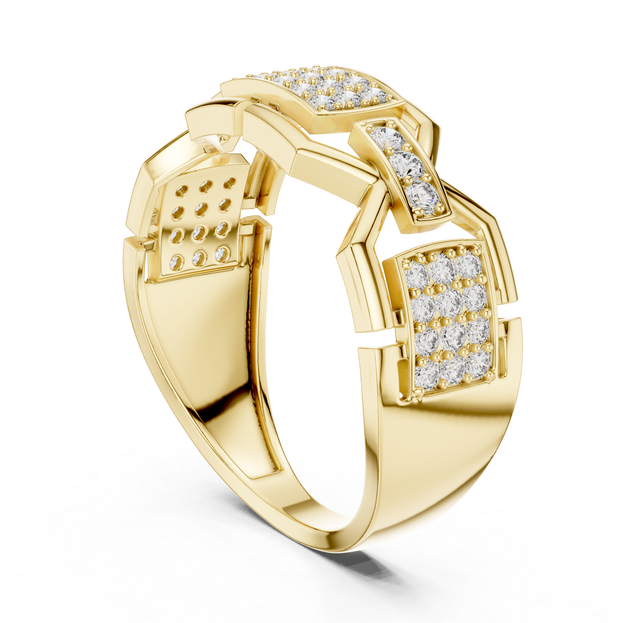 Geometric Pavé Diamond Signet Ring
