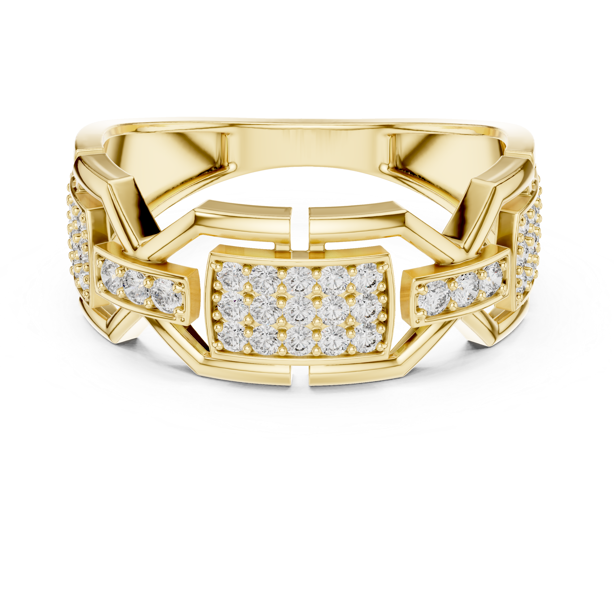 Geometric Pavé Diamond Signet Ring