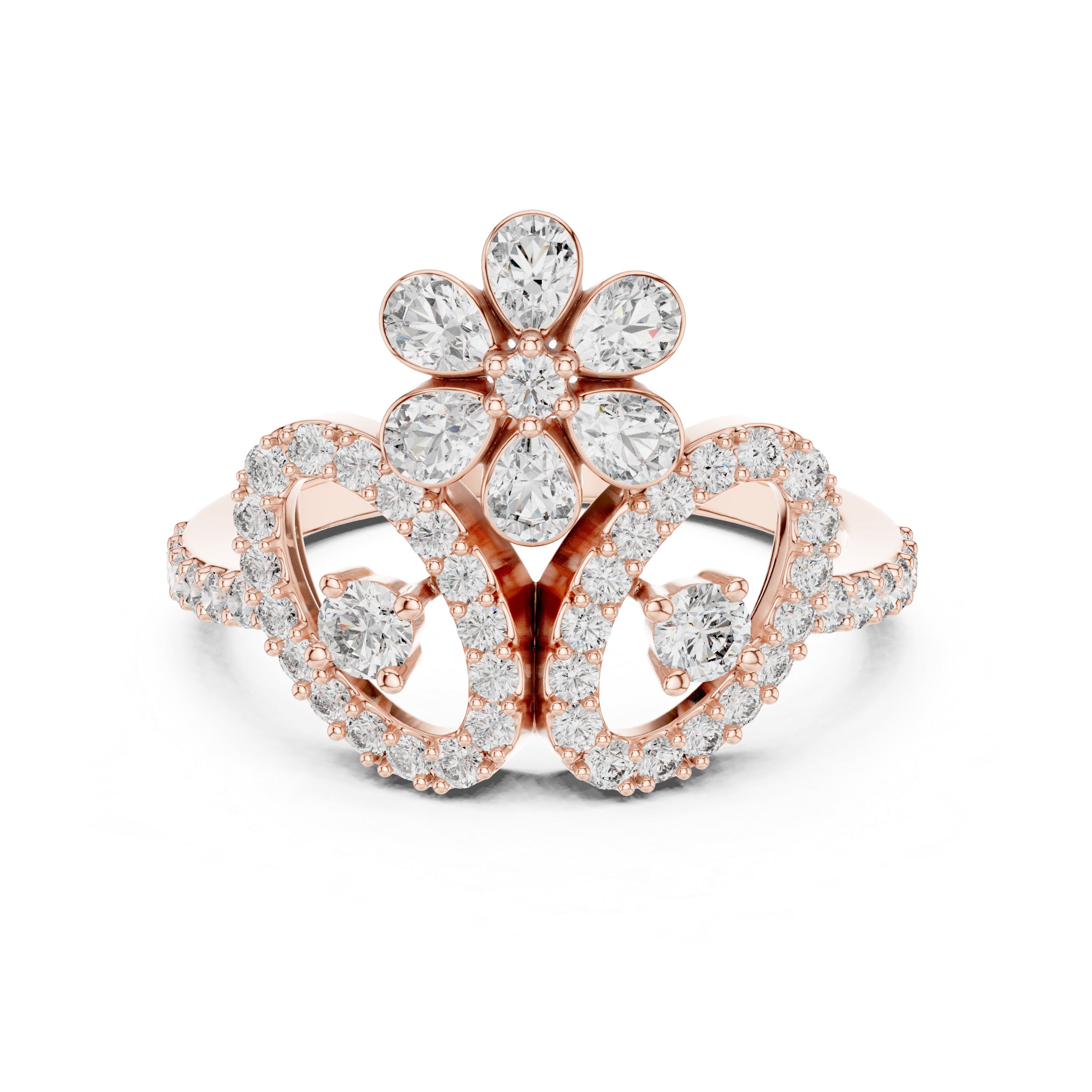 Floral Vine Diamond Statement Ring