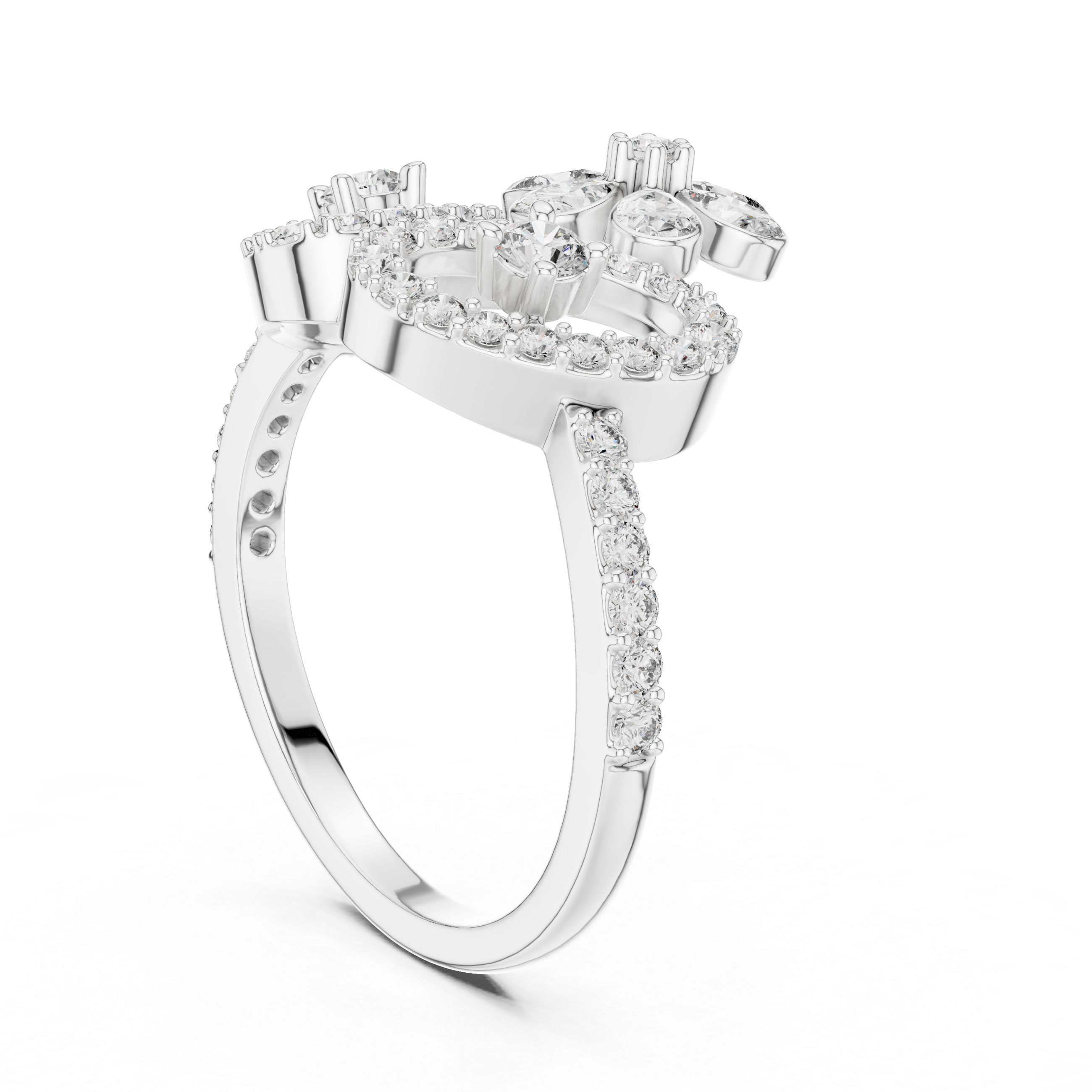 Floral Vine Diamond Statement Ring