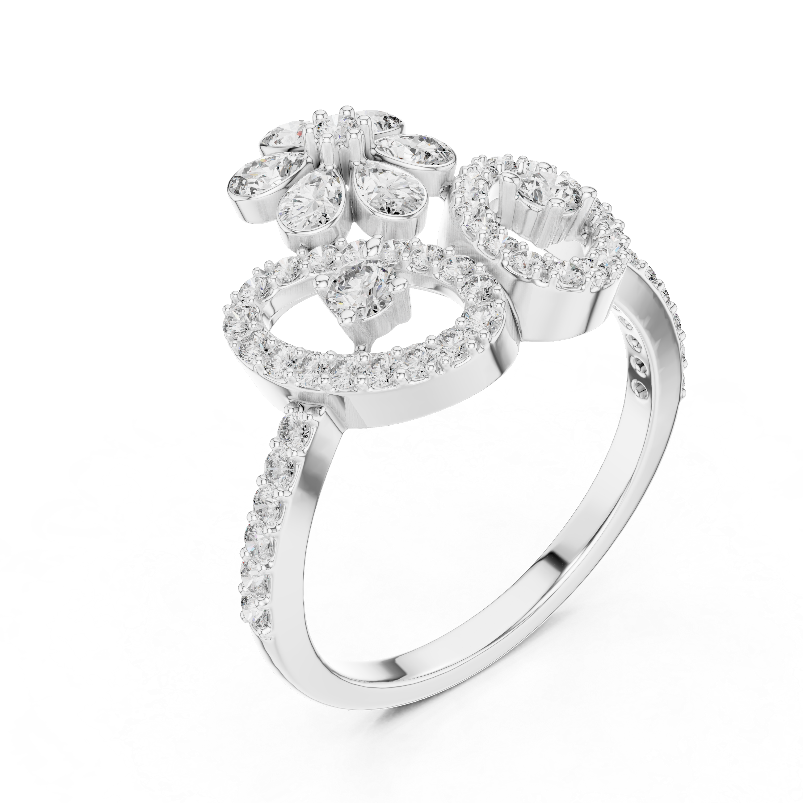 Floral Vine Diamond Statement Ring