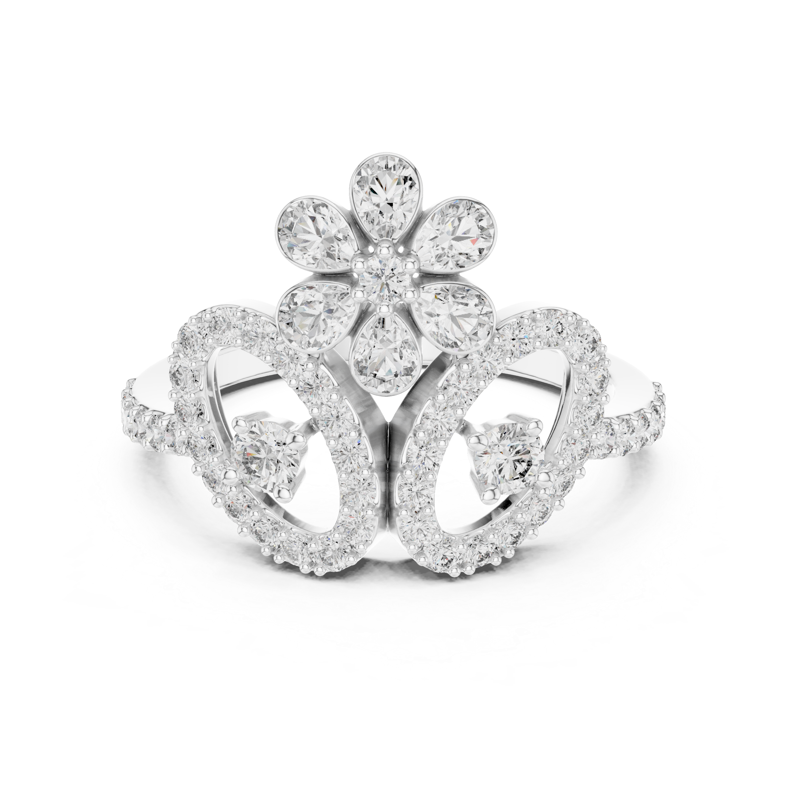 Floral Vine Diamond Statement Ring