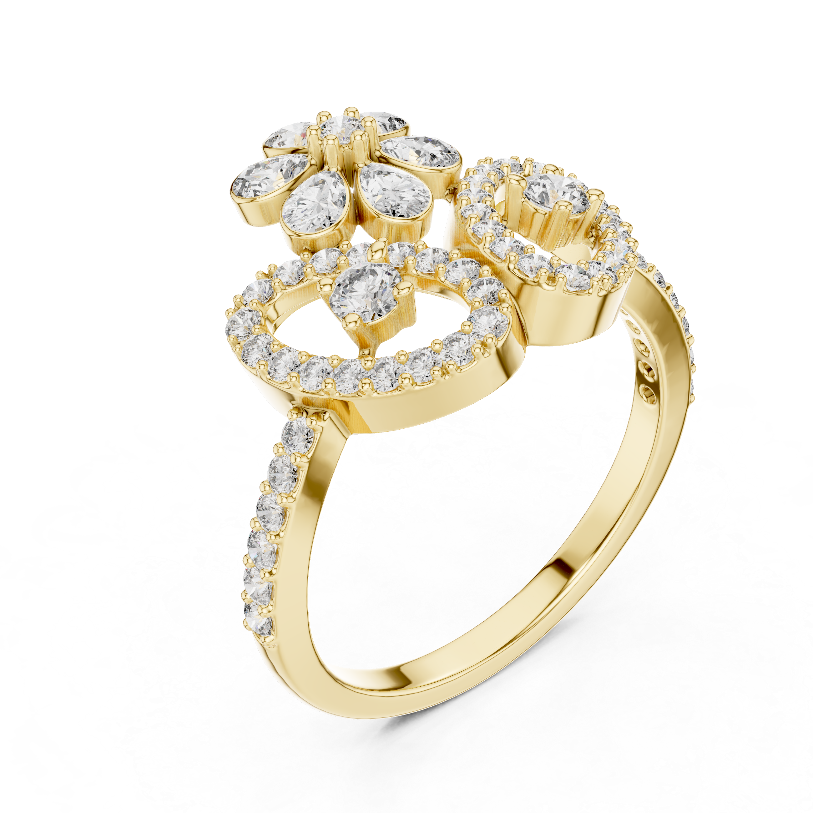 Floral Vine Diamond Statement Ring