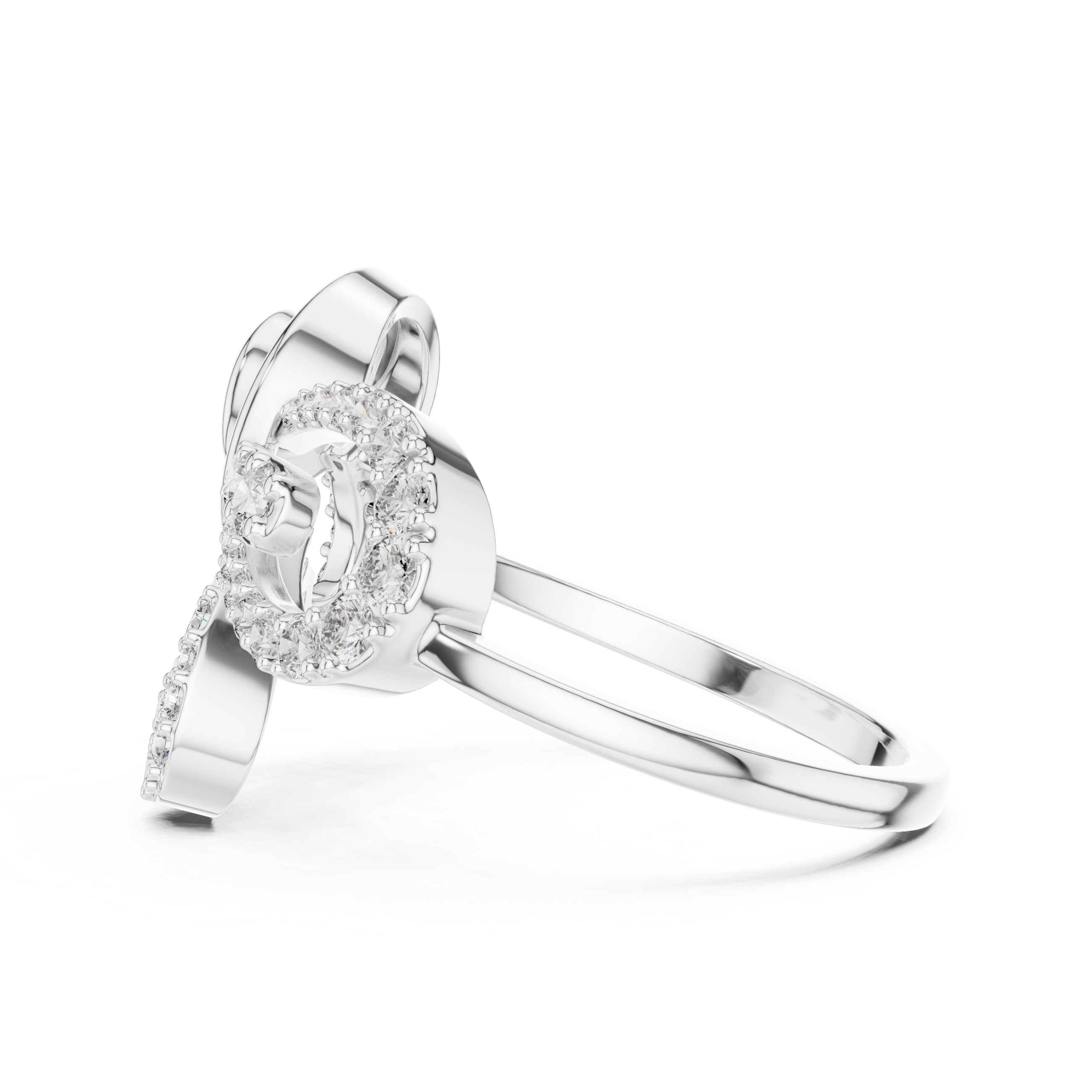 Abstract Swirl Diamond Statement Ring
