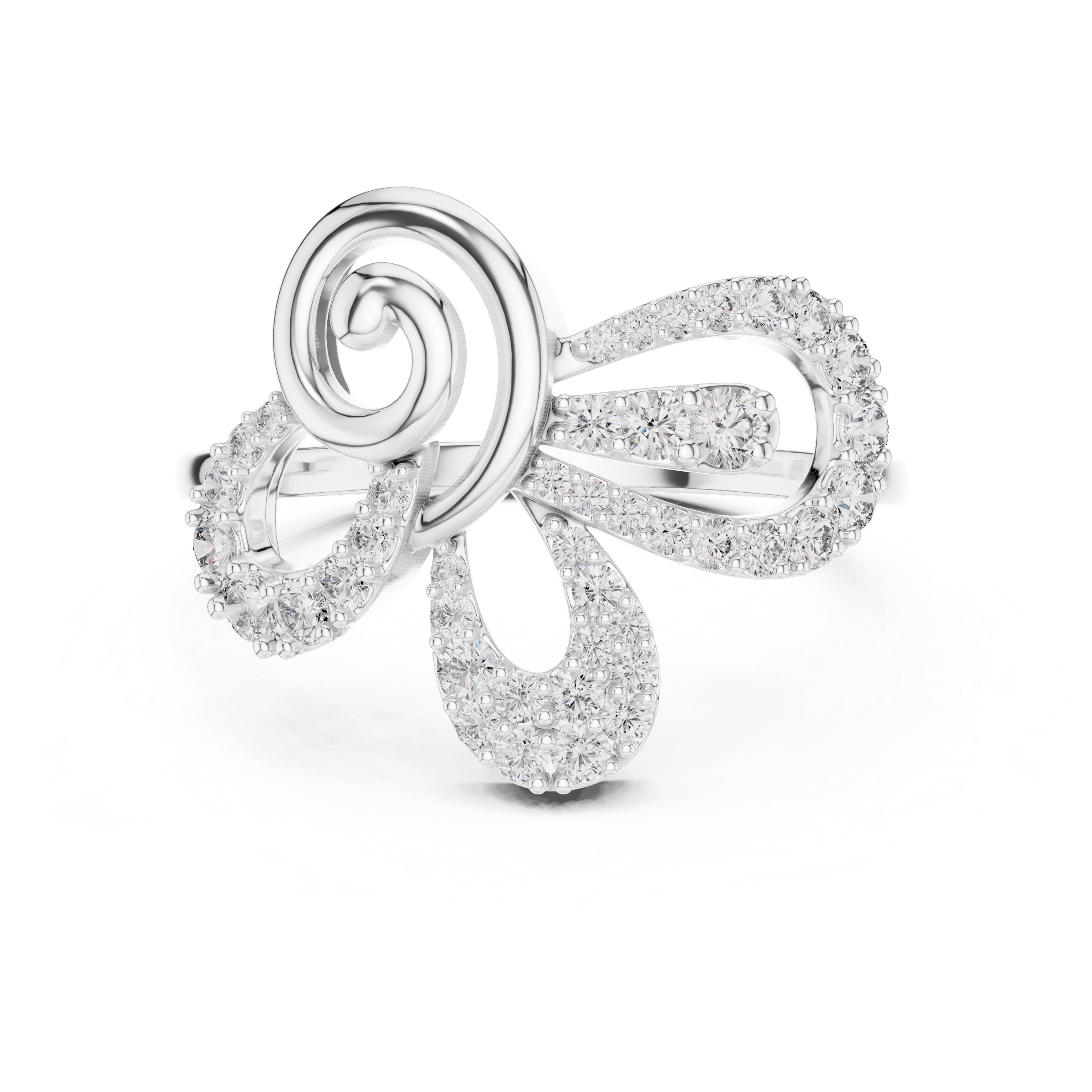 Abstract Swirl Diamond Statement Ring