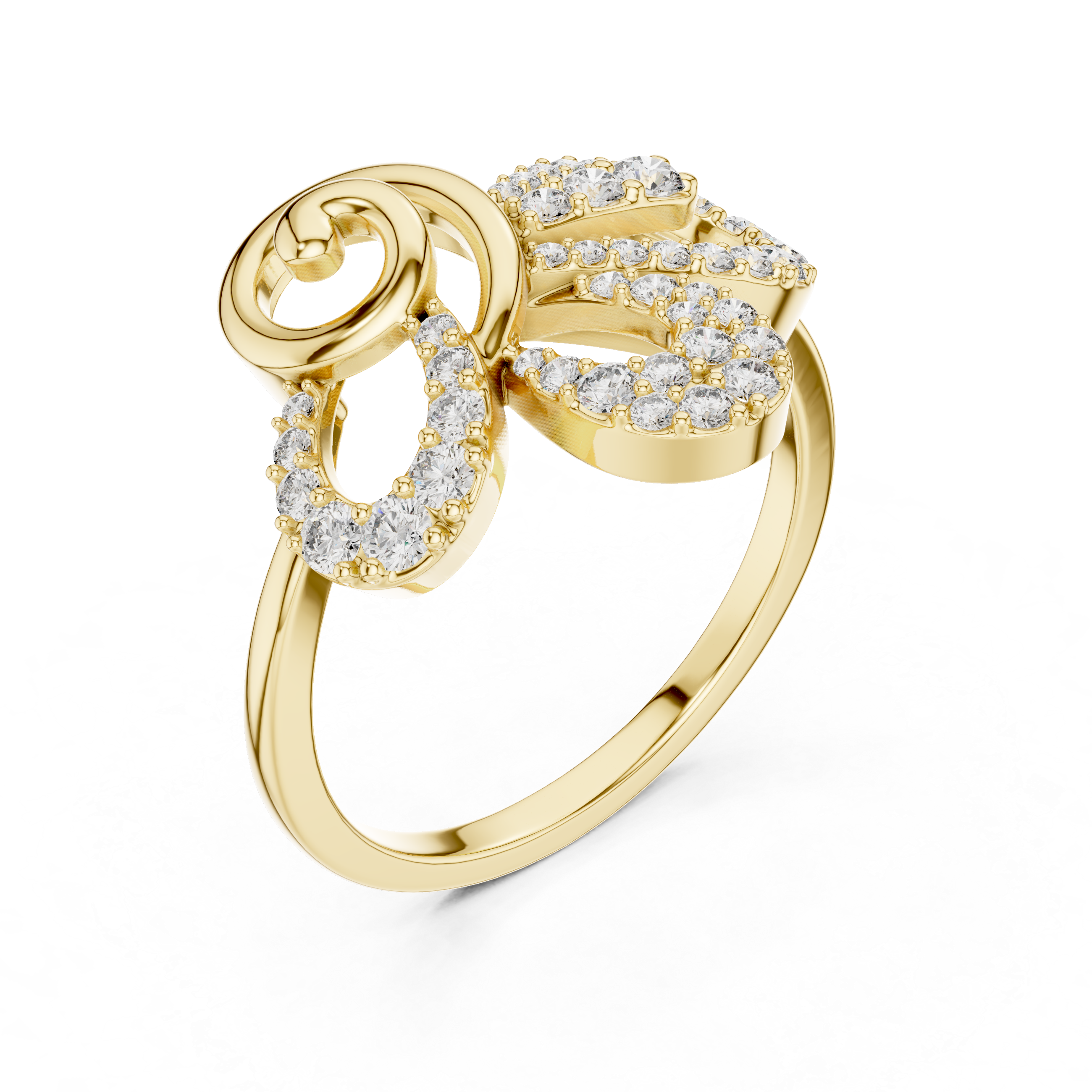 Abstract Swirl Diamond Statement Ring