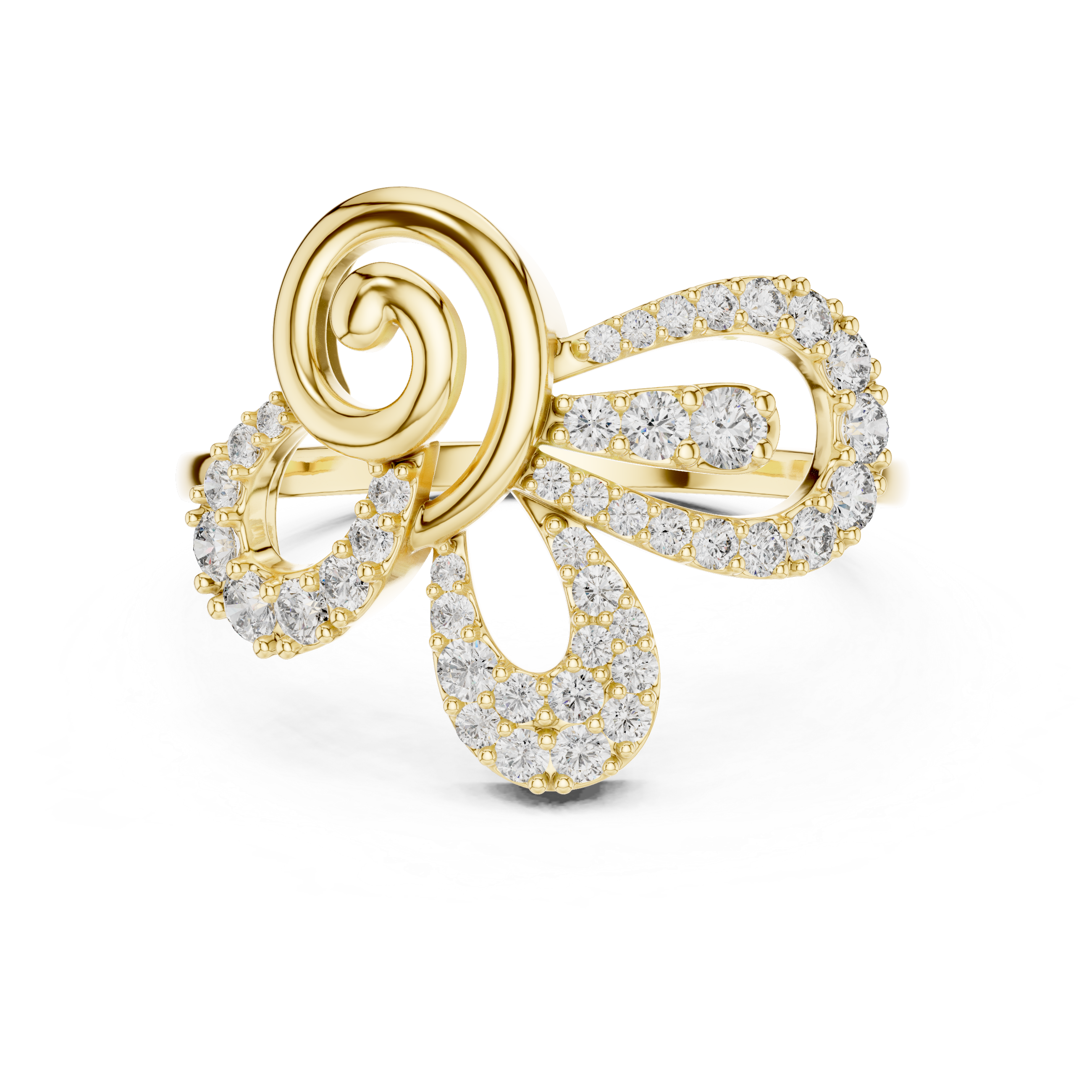 Abstract Swirl Diamond Statement Ring