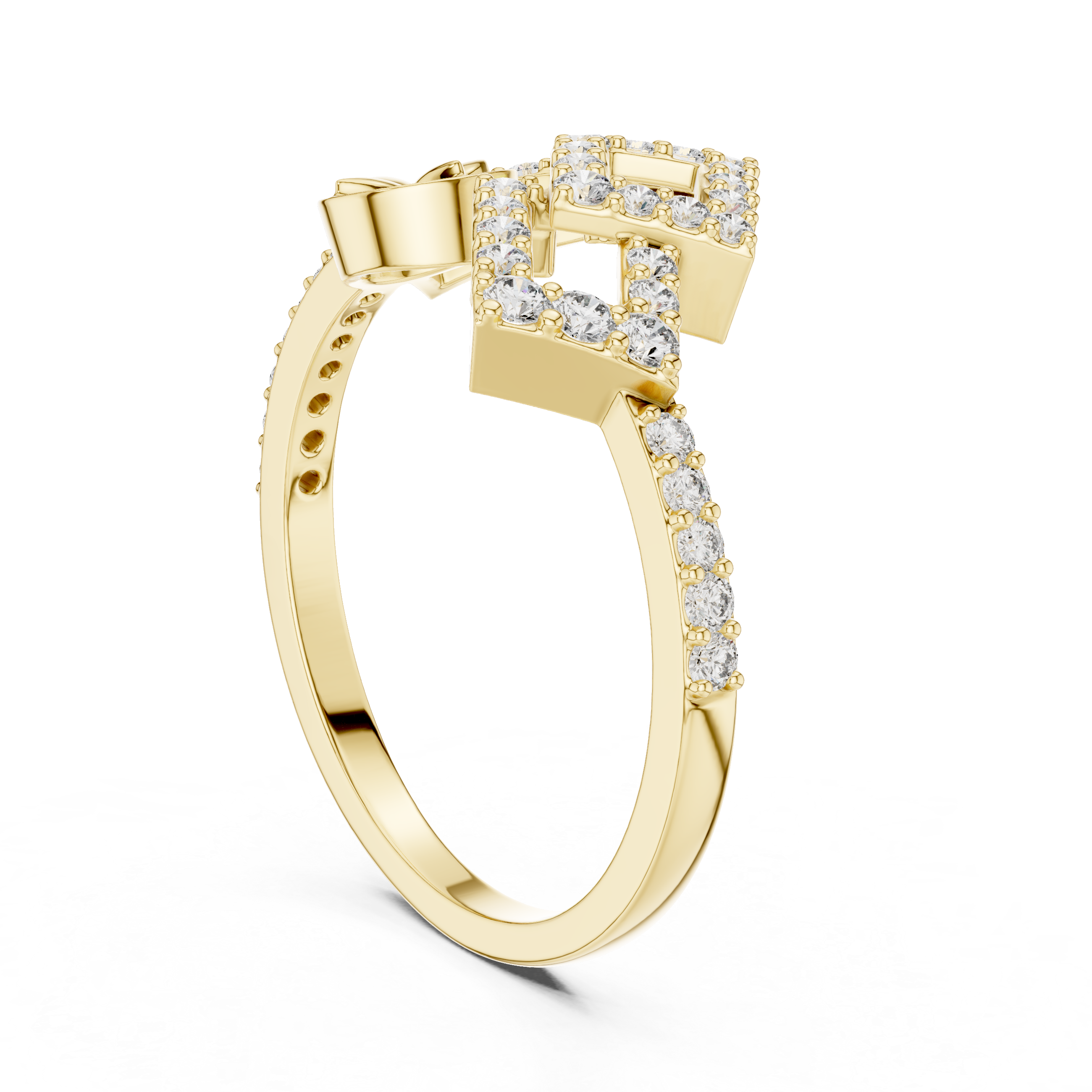 Geometric Floral Diamond Ring