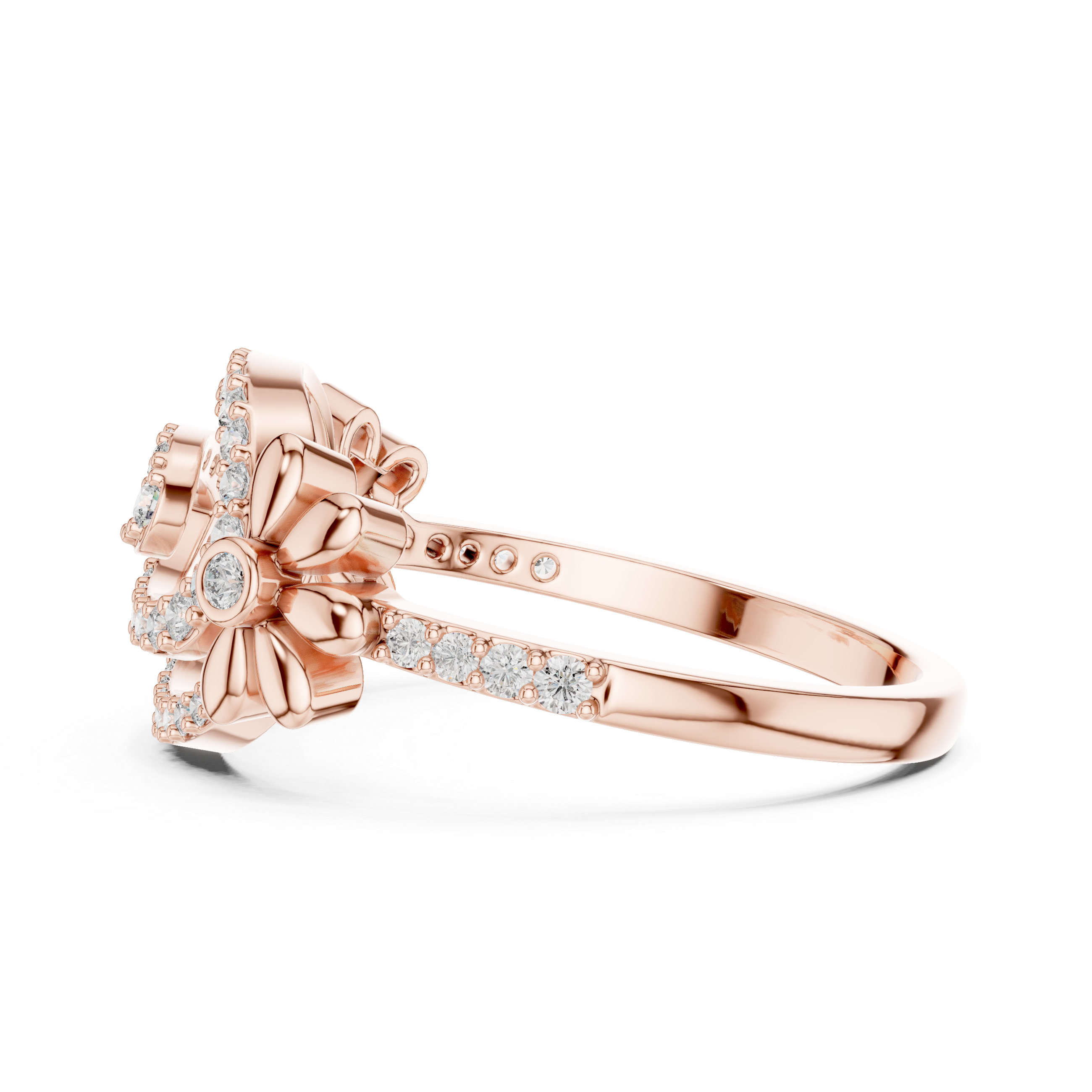 Floral Spiral Diamond Ring
