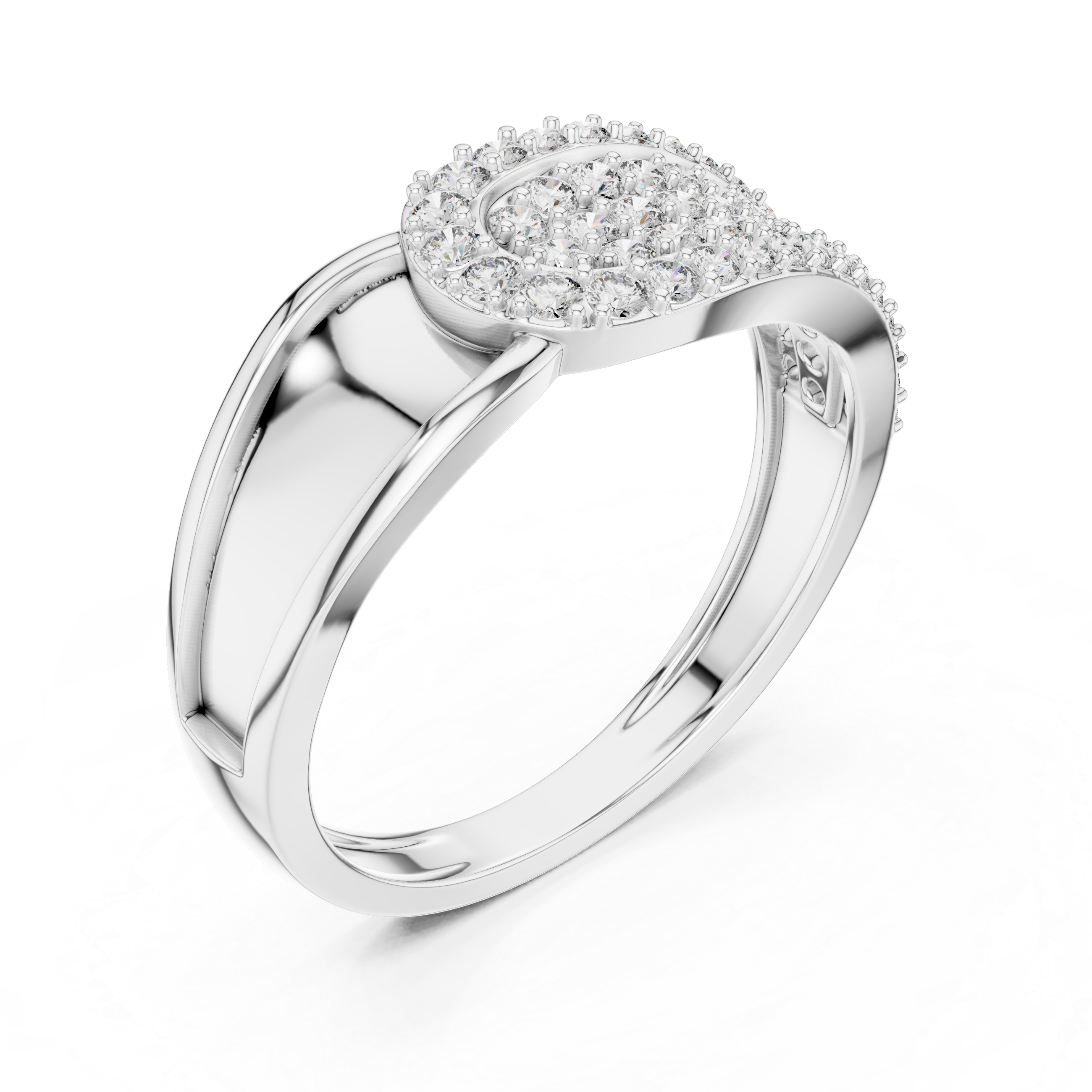 Luxury Teardrop Cluster Diamond Ring with Multi-Row Pavé Design