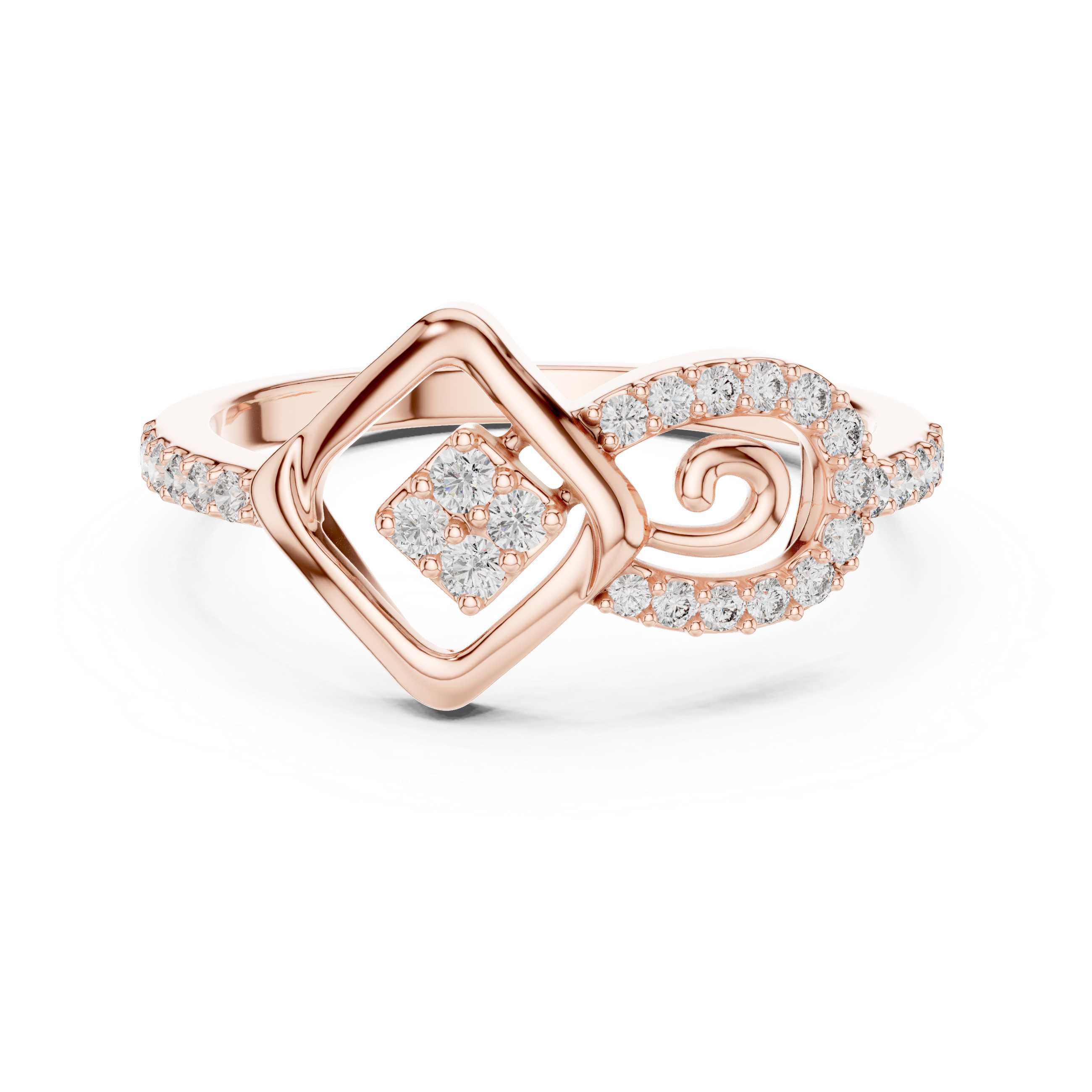 Abstract Diamond Swirl Ring