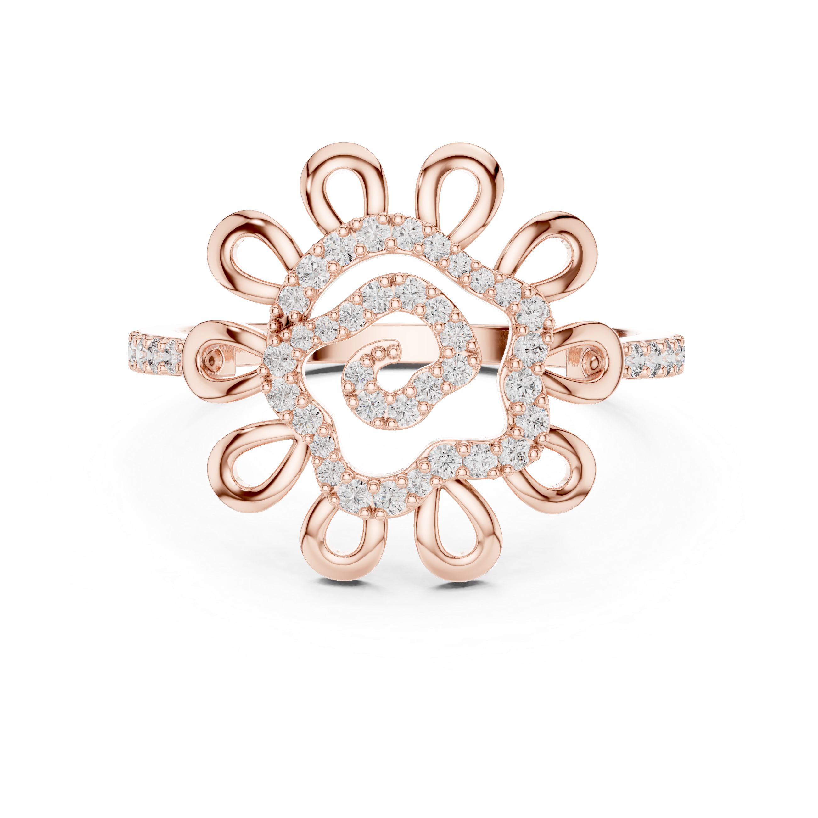 Floral Spiral Diamond Ring