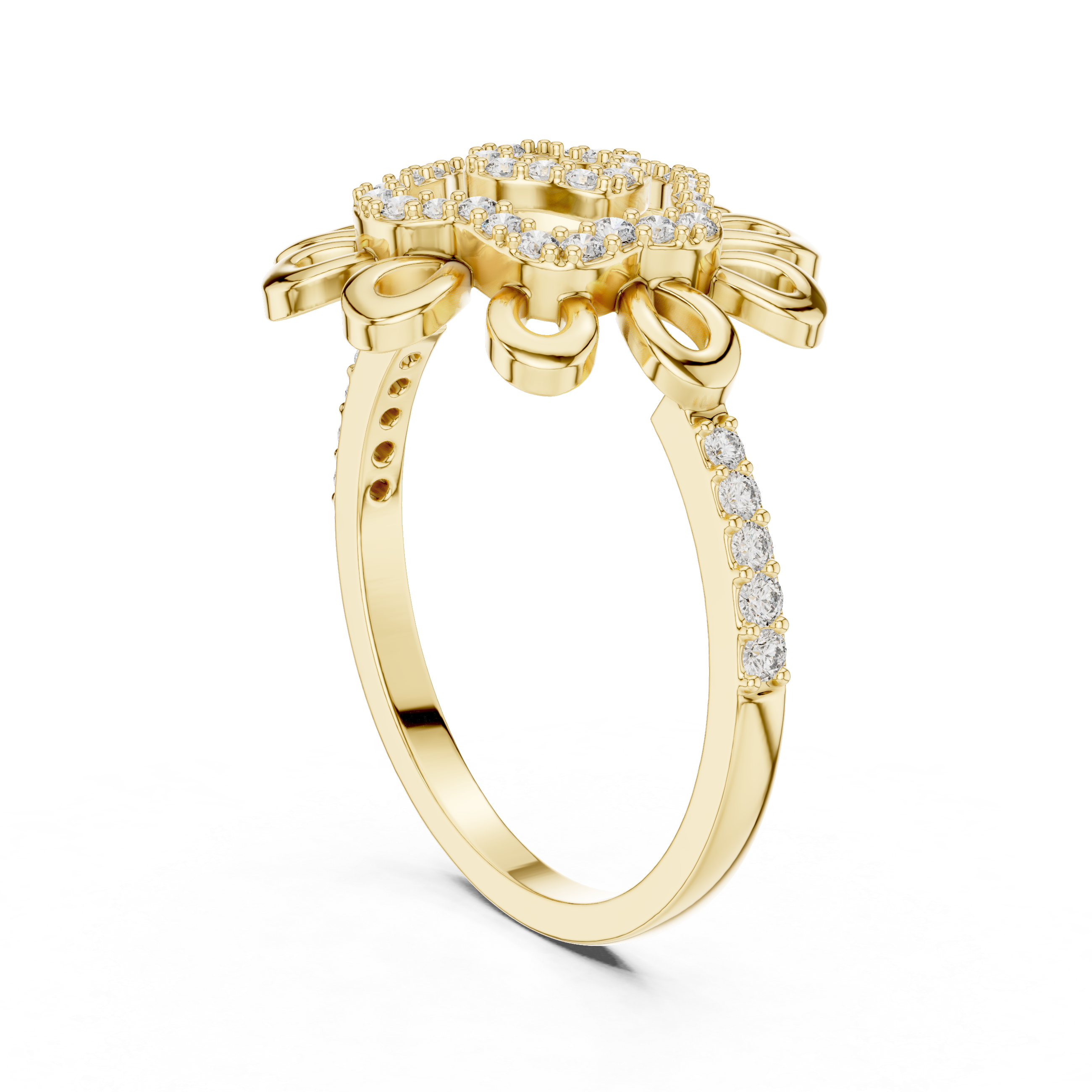 Floral Spiral Diamond Ring
