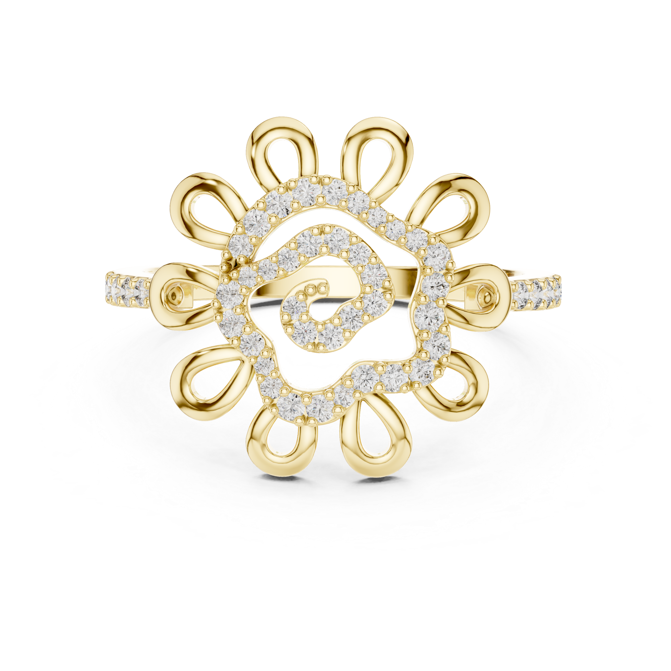 Floral Spiral Diamond Ring