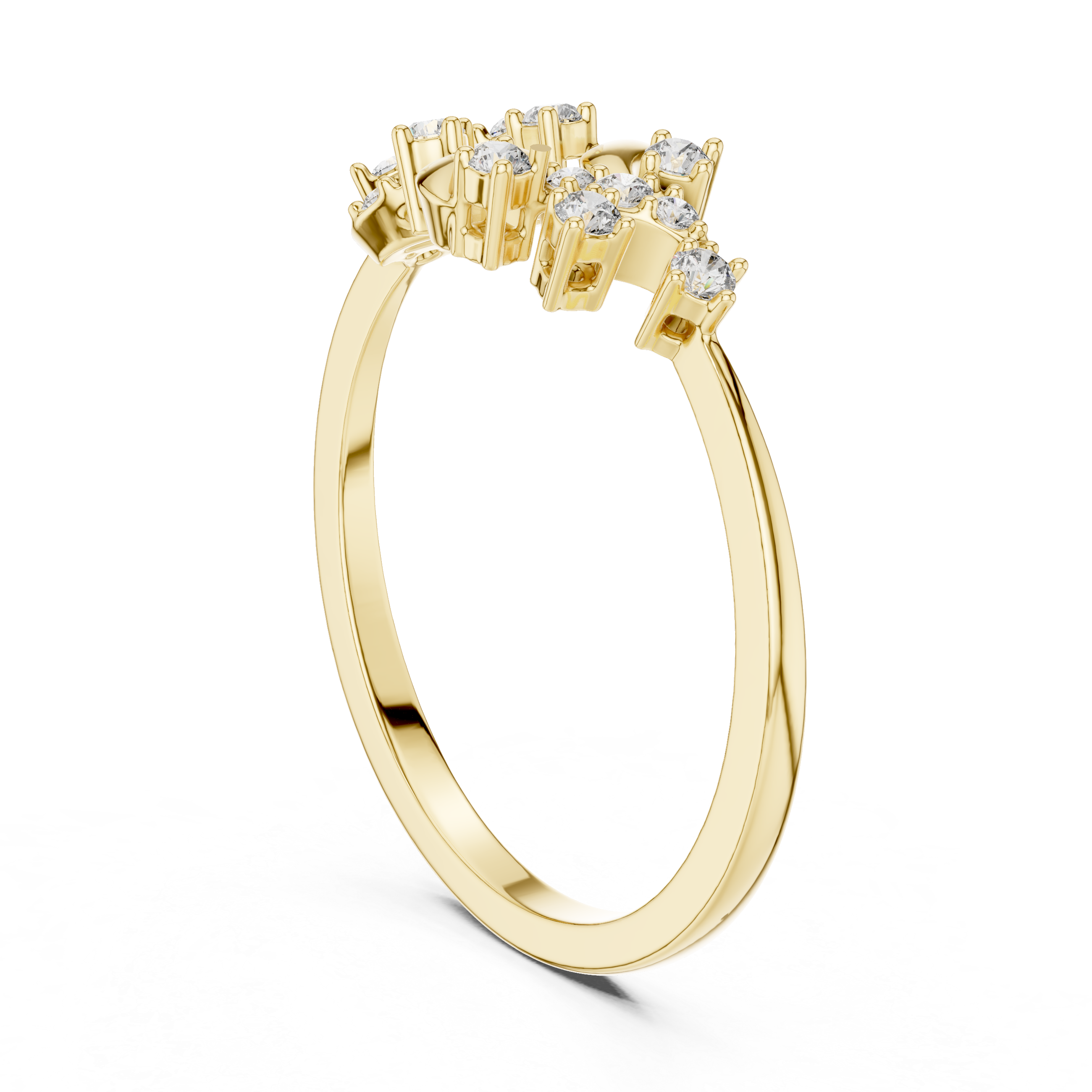 Nature Inspired Diamond Branch Ring – Minimal Organic Leaf Ring