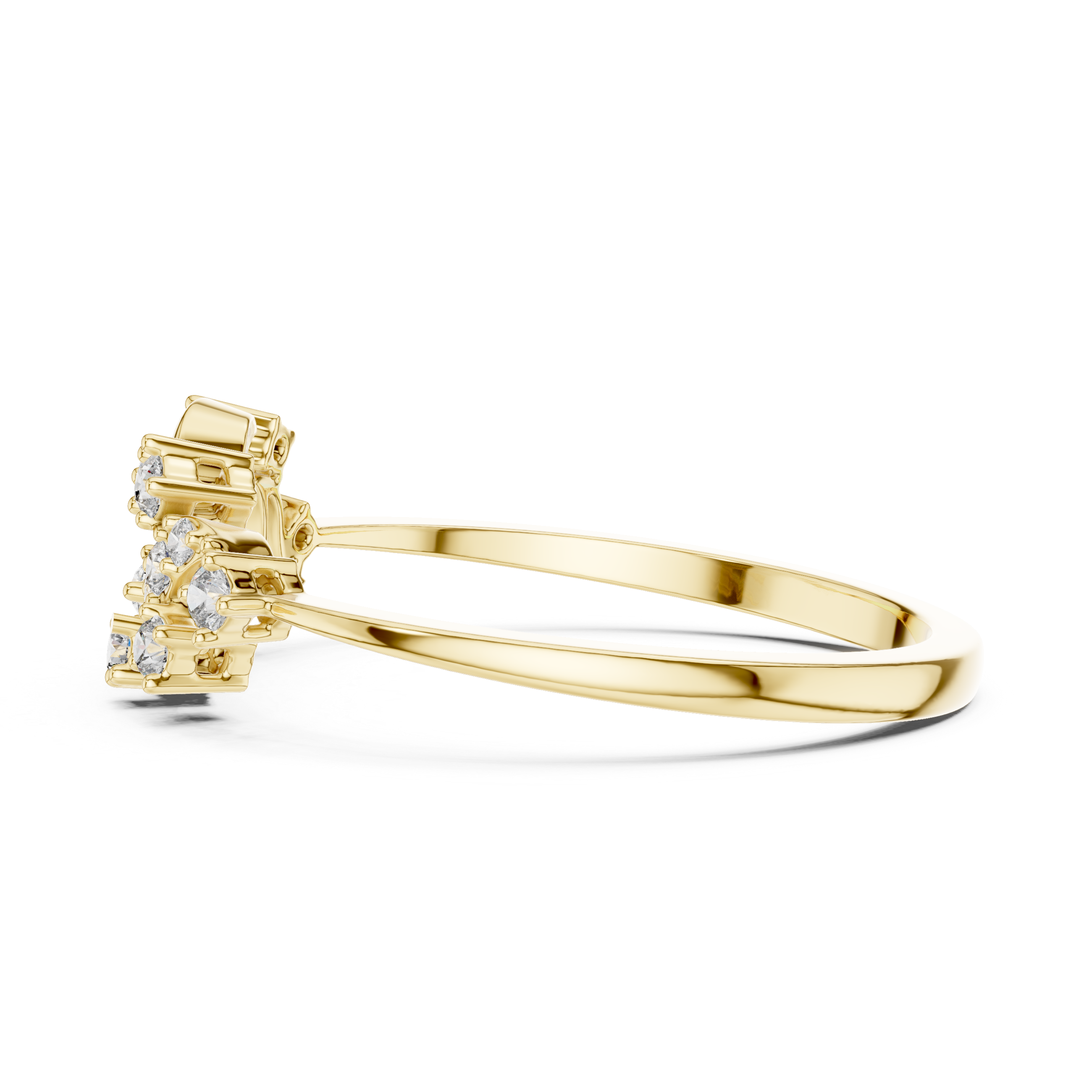 Nature Inspired Diamond Branch Ring – Minimal Organic Leaf Ring