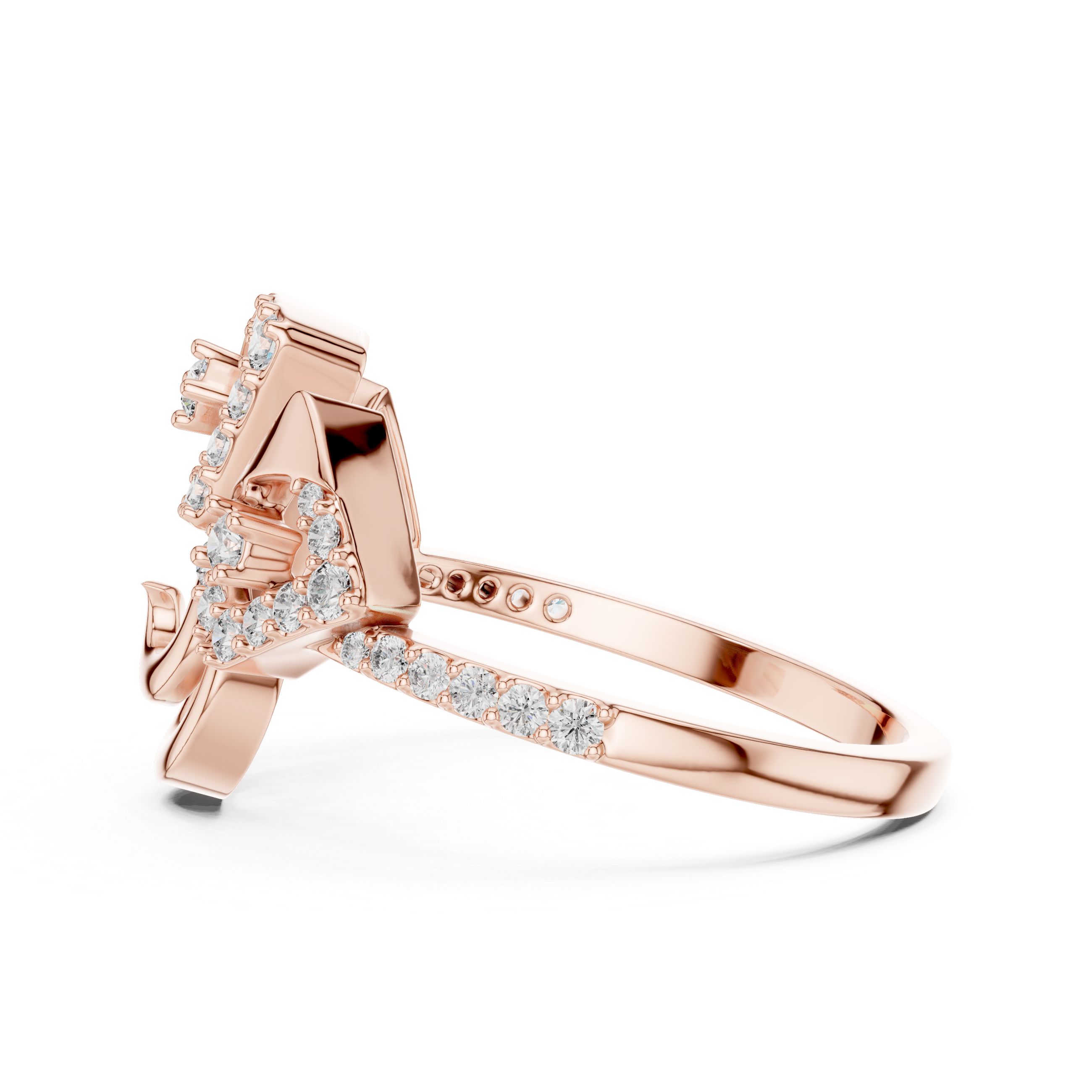 Abstract Geometric Diamond Ring – Modern Spiral Statement Ring for Women