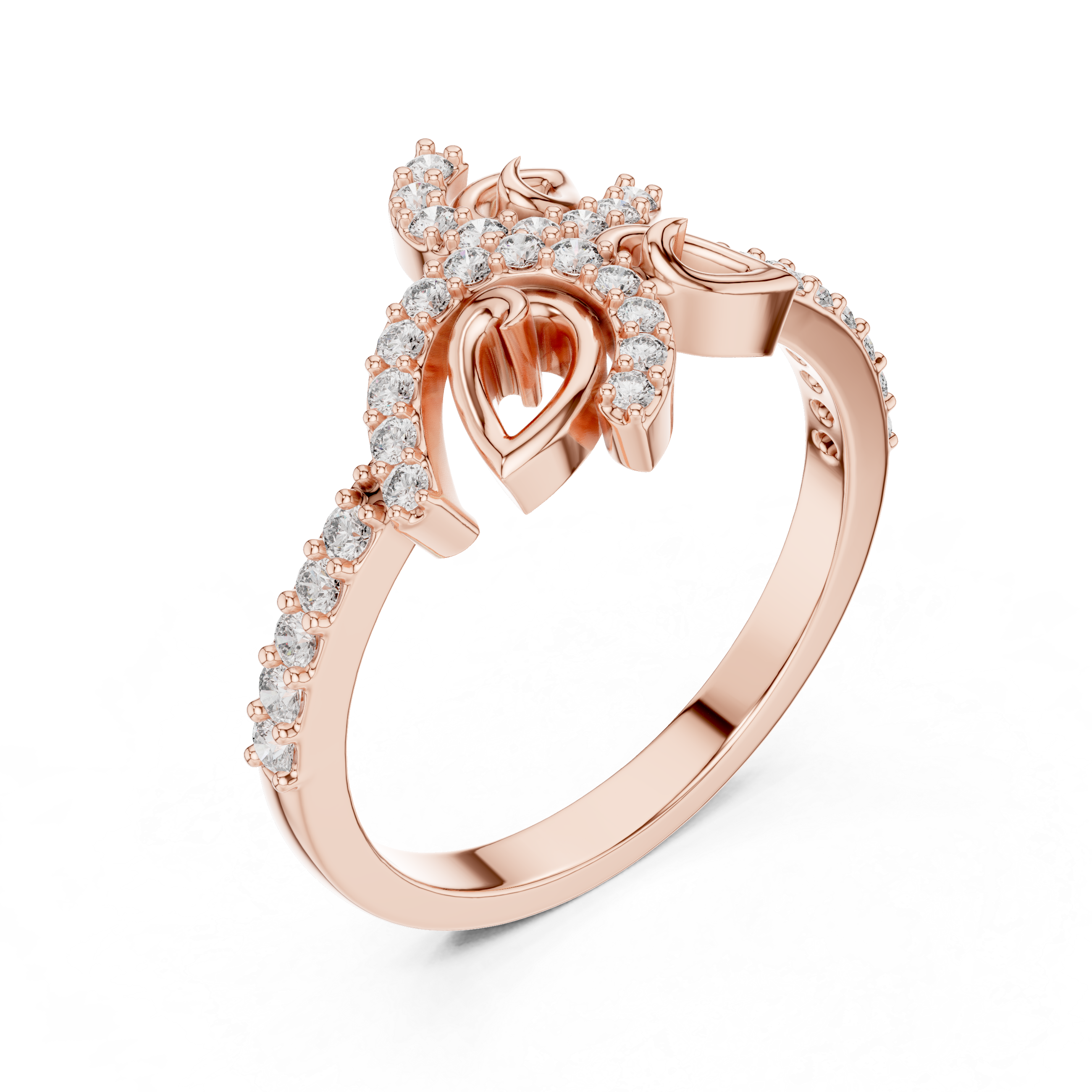 Floral Diamond Ring – Modern Leaf Inspired Openwork Nature Ring