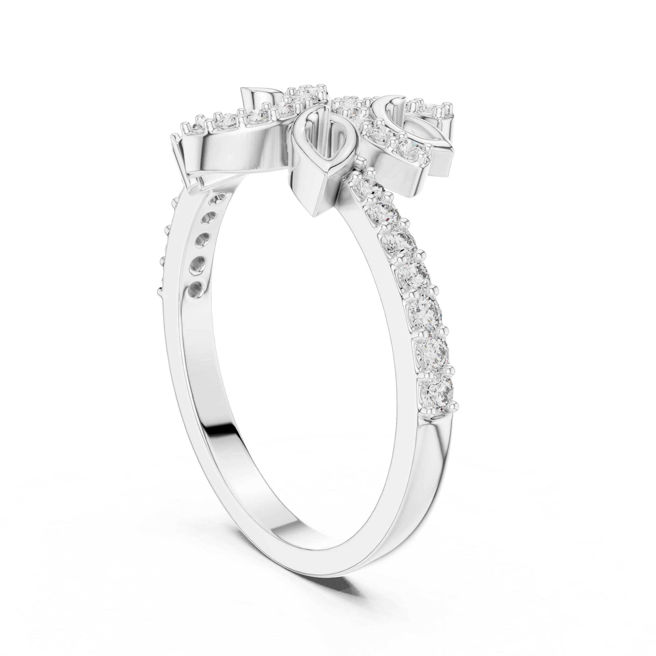 Floral Diamond Ring – Modern Leaf Inspired Openwork Nature Ring