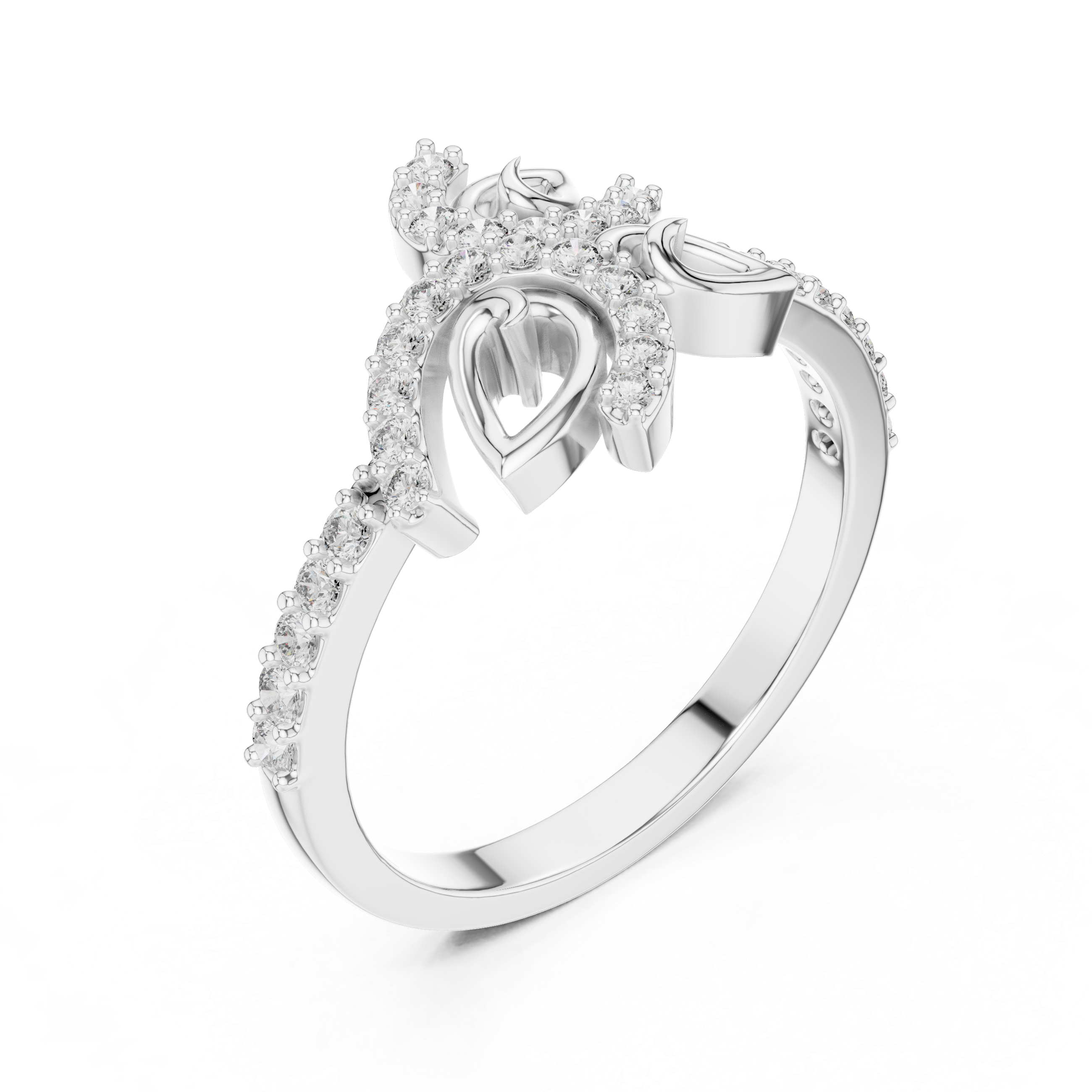 Floral Diamond Ring – Modern Leaf Inspired Openwork Nature Ring