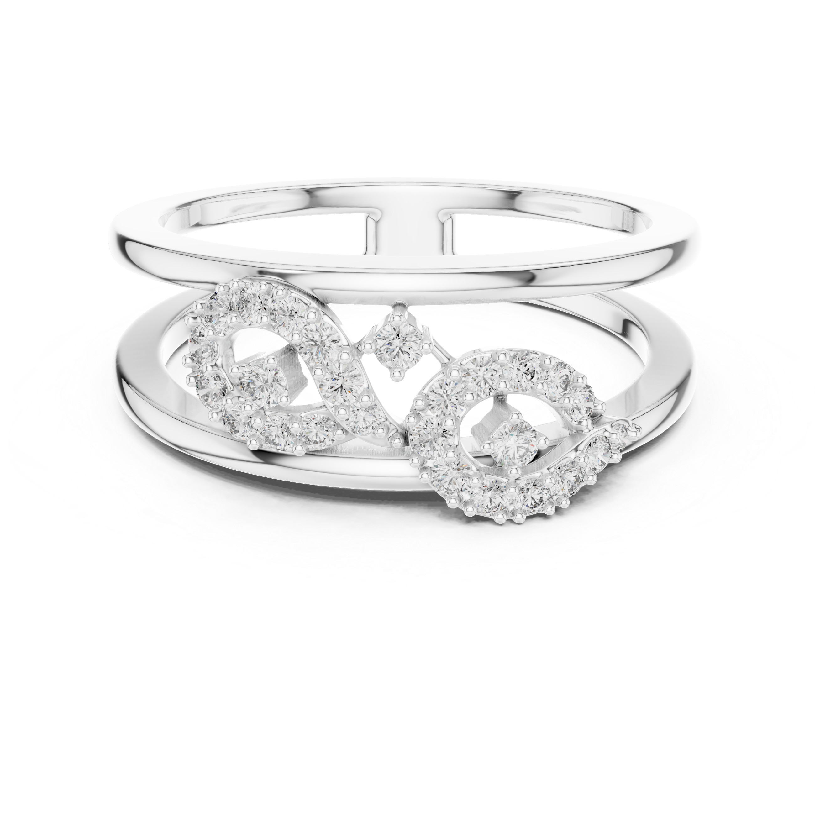 Infinity Diamond Ring – Modern Double Band Openwork Infinity Statement Ring