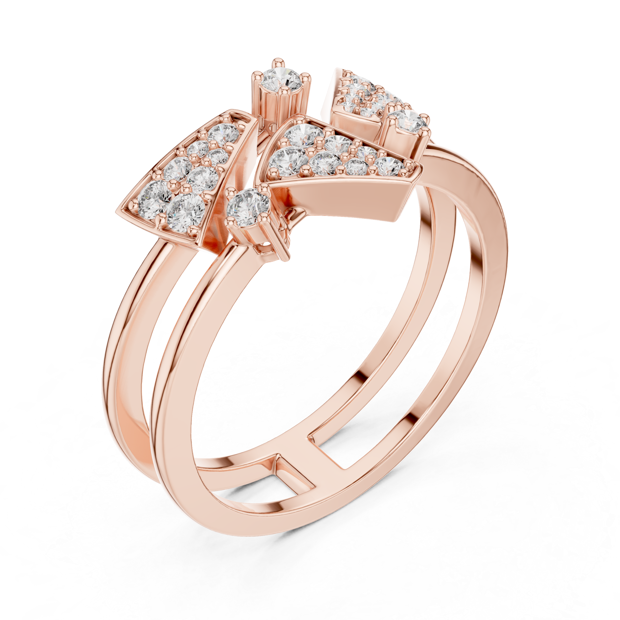 Geometric Diamond Ring – Modern Double Band Triangle Statement Ring