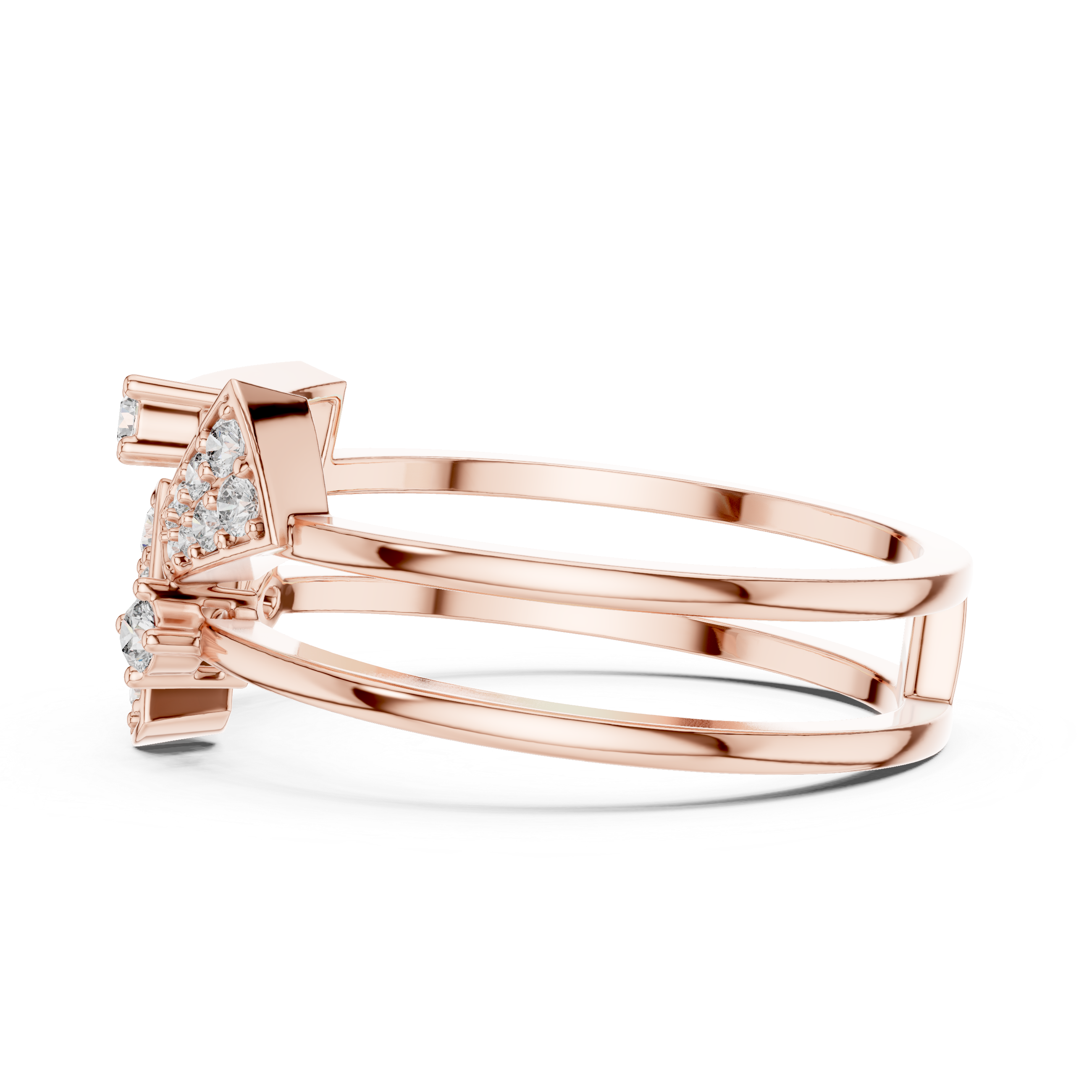 Geometric Diamond Ring – Modern Double Band Triangle Statement Ring