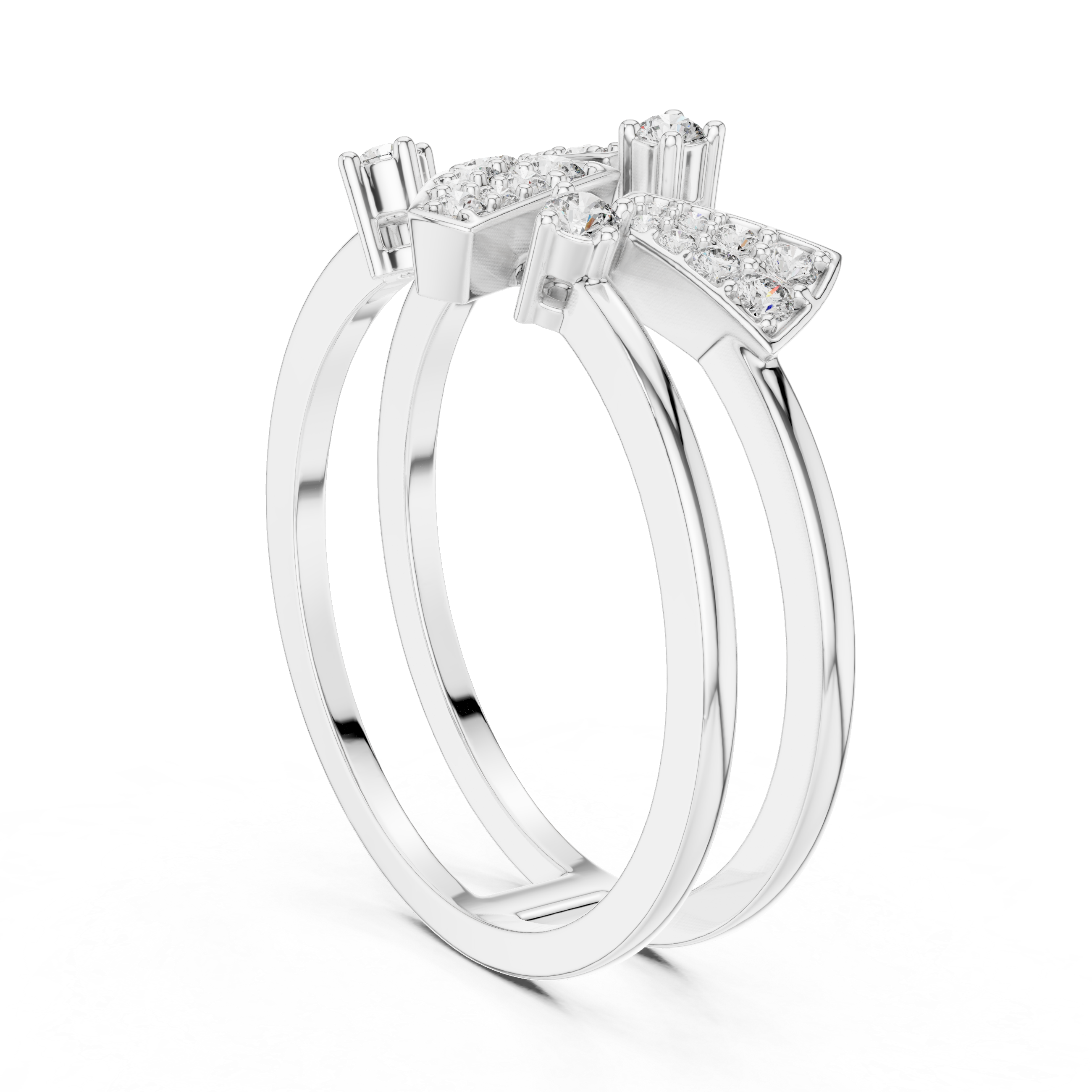 Geometric Diamond Ring – Modern Double Band Triangle Statement Ring