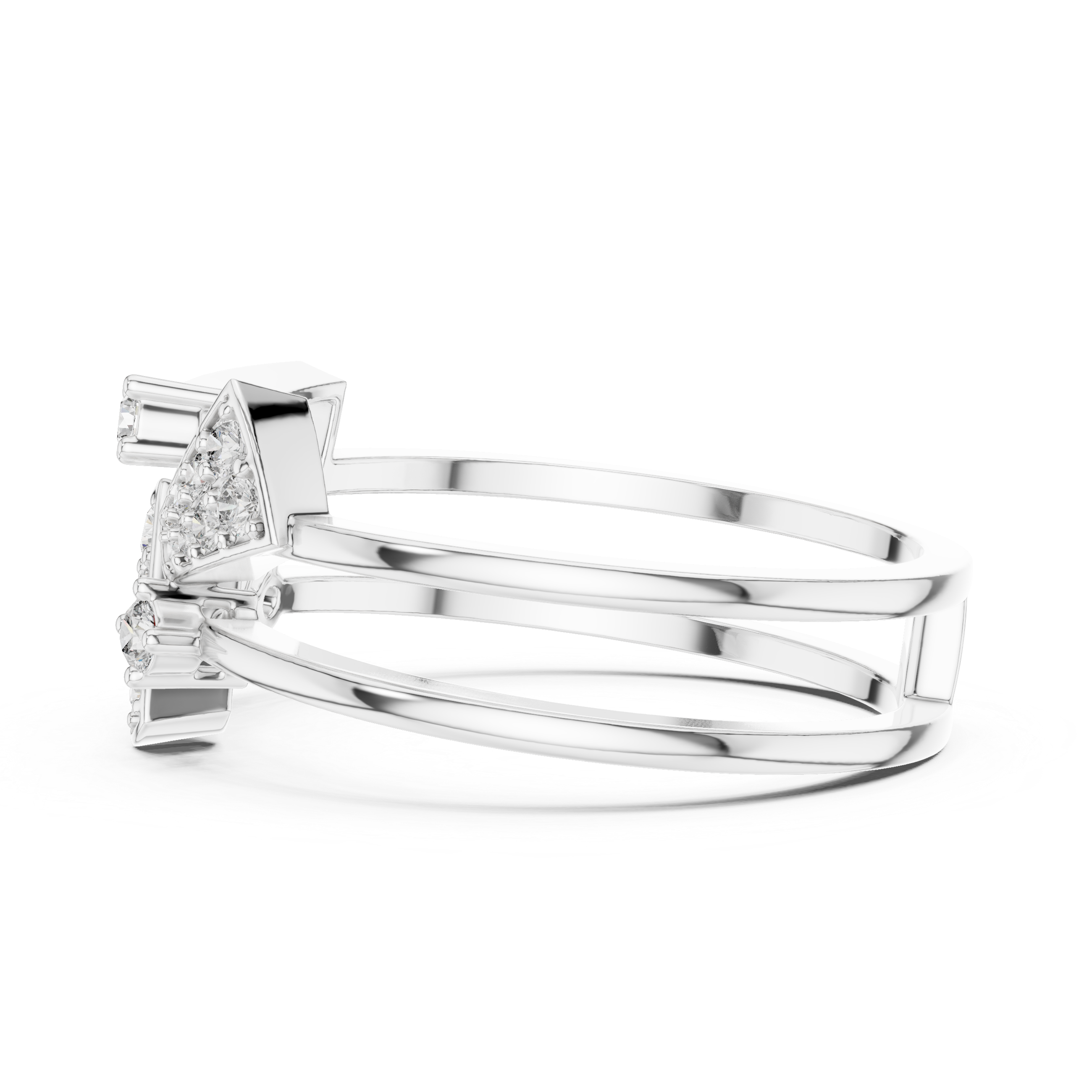 Geometric Diamond Ring – Modern Double Band Triangle Statement Ring