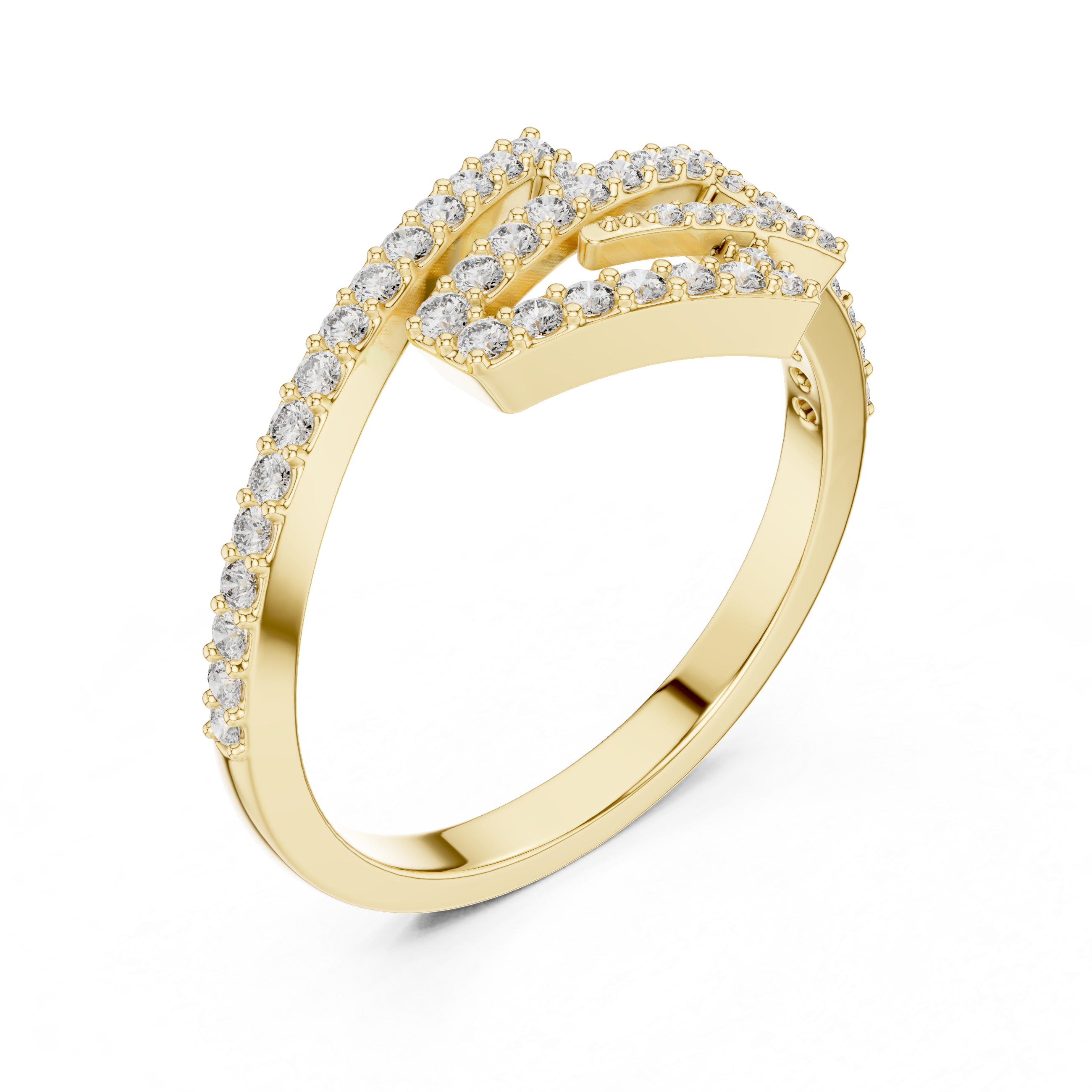 Modern Chevron Diamond Ring – Double Triangle Pavé Statement Ring