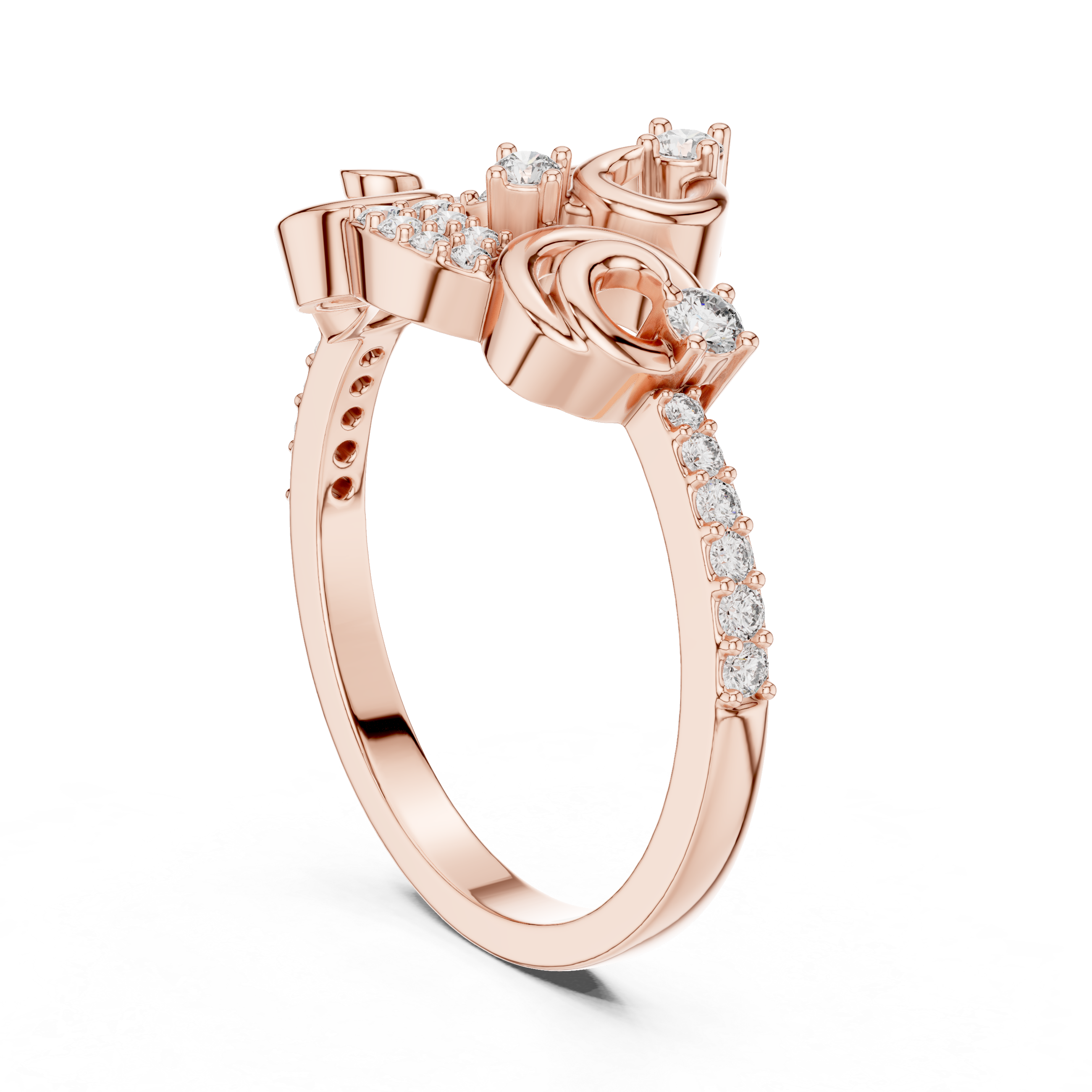 Vintage Swirl Diamond Ring – Ornamental Pavé Scrollwork Statement Ring