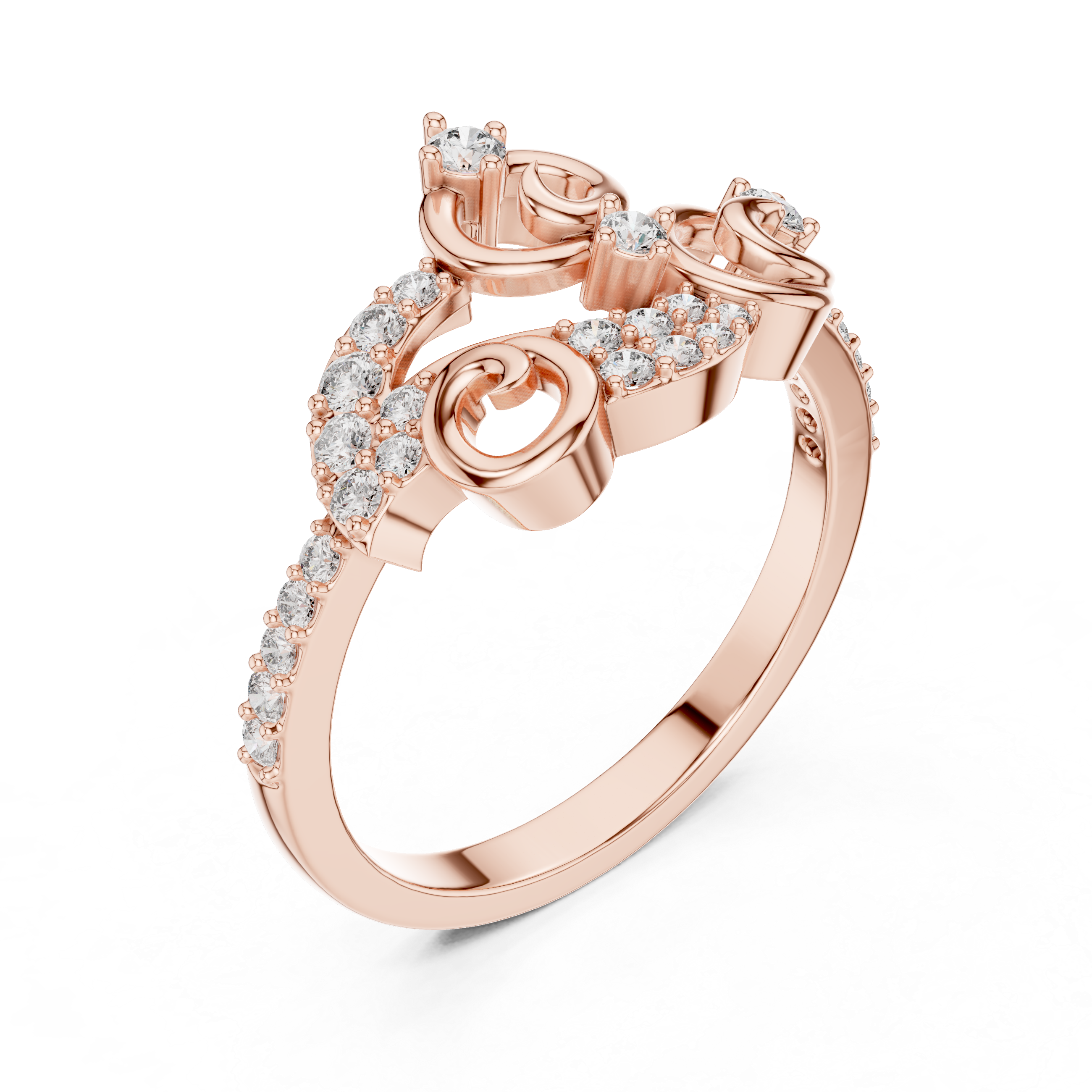 Vintage Swirl Diamond Ring – Ornamental Pavé Scrollwork Statement Ring