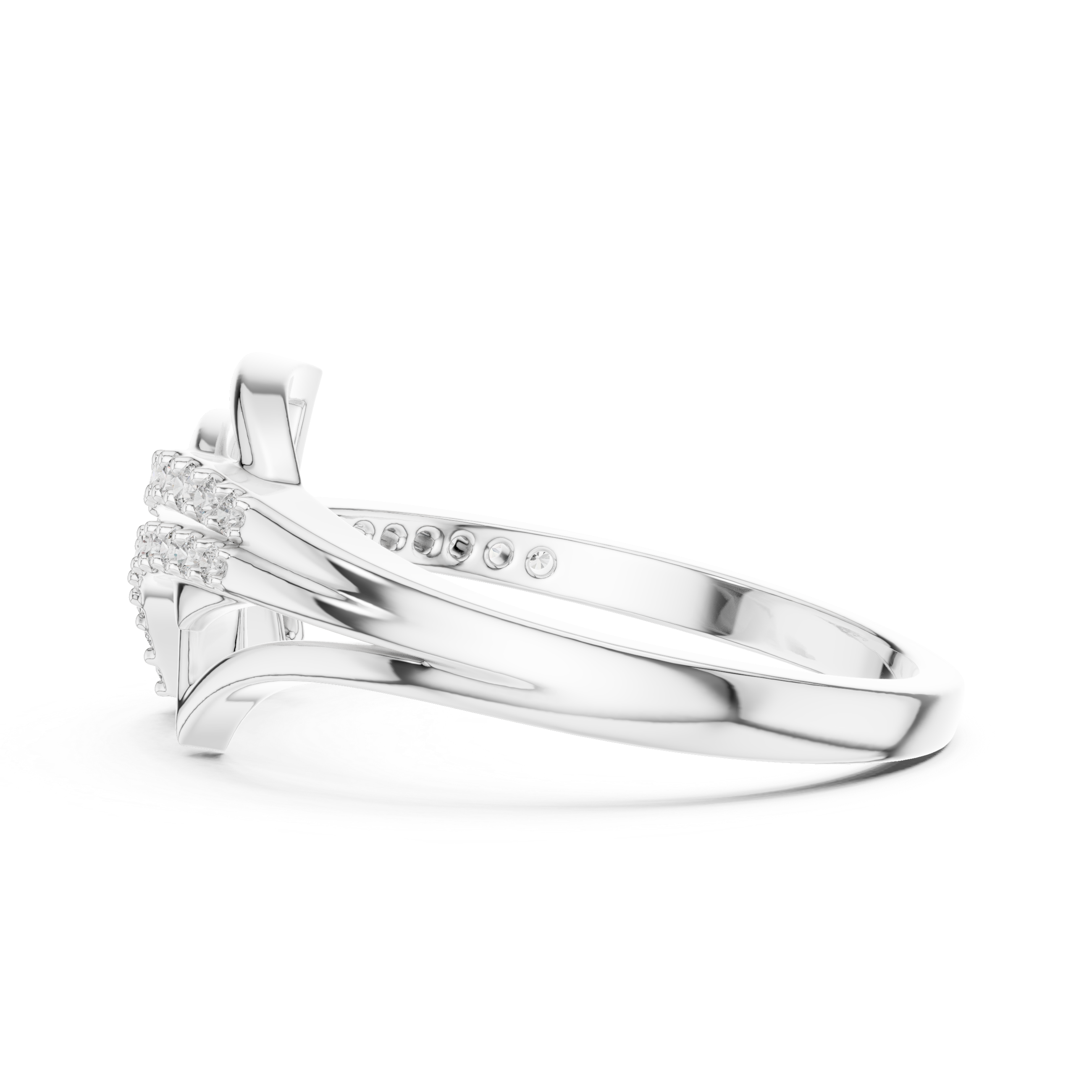 Modern Crossover Diamond Ring – Abstract Pavé Openwork Statement Ring
