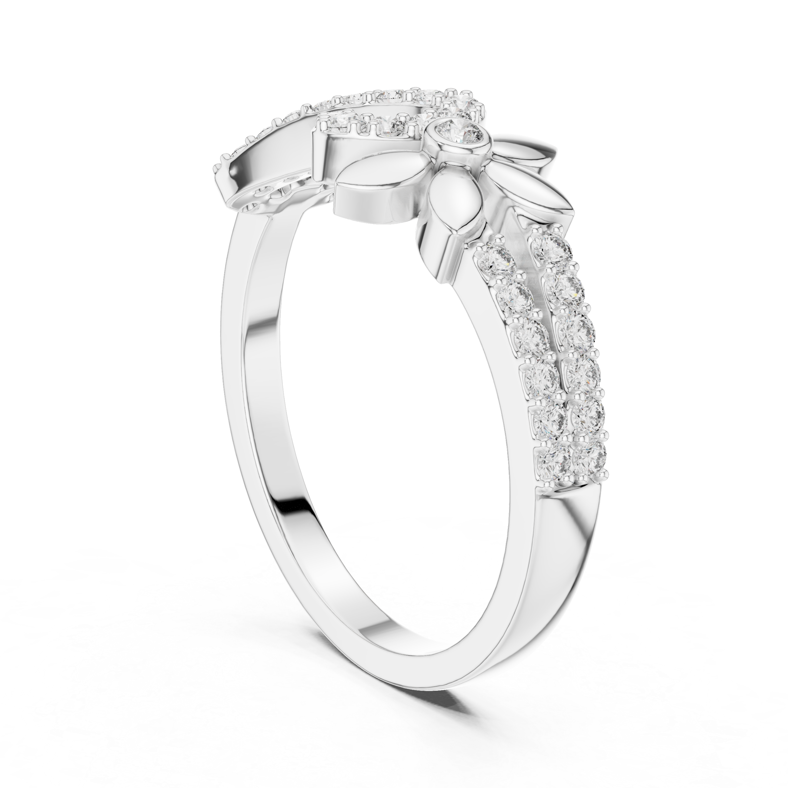 Infinity Flower Diamond Ring – Modern Floral Pavé Openwork Ring