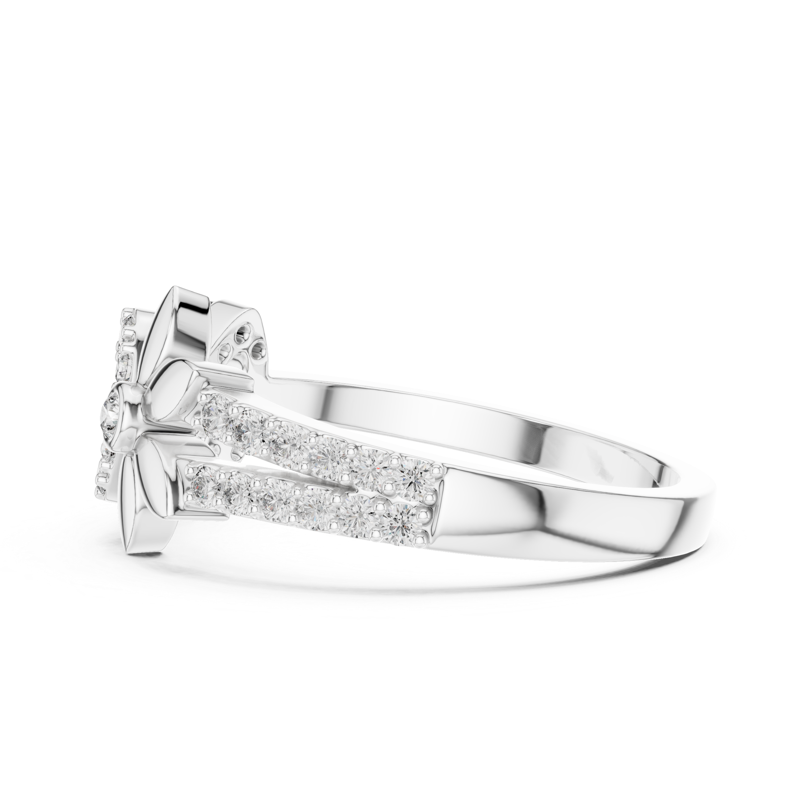Infinity Flower Diamond Ring – Modern Floral Pavé Openwork Ring