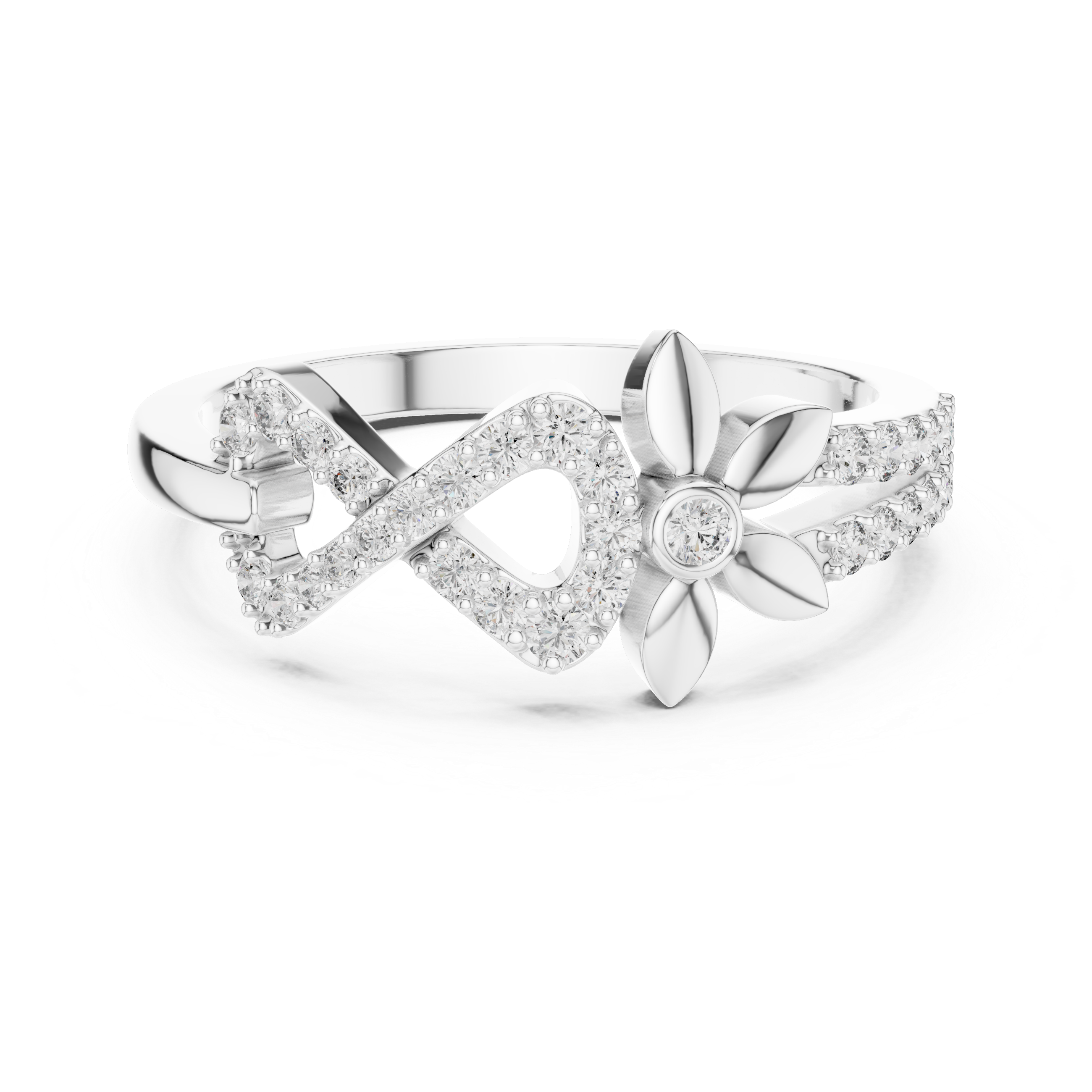 Infinity Flower Diamond Ring – Modern Floral Pavé Openwork Ring